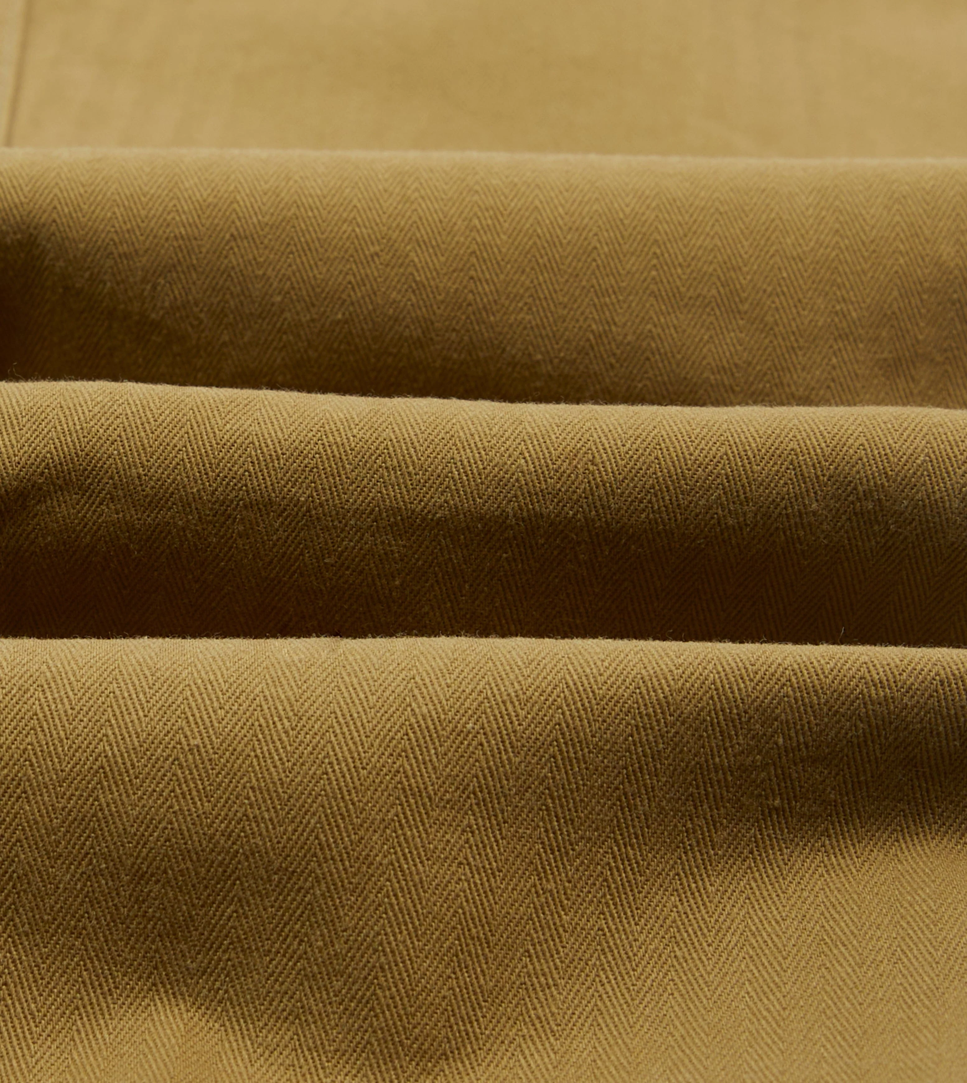 Khaki Herringbone Twill Cotton Drawstring Trousers - Image 2