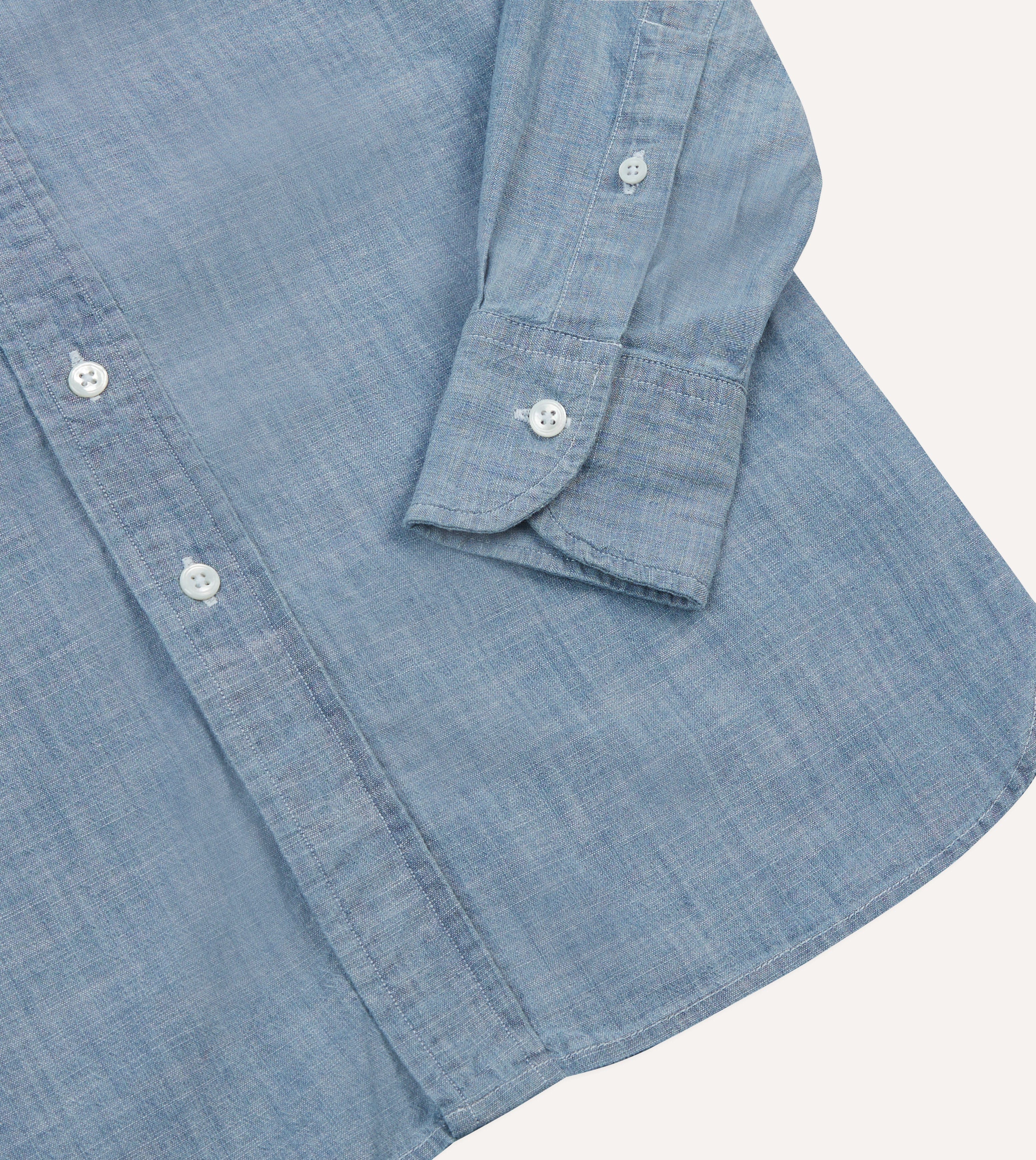 Light Blue Cotton Chambray Button-Down Shirt - Image 6