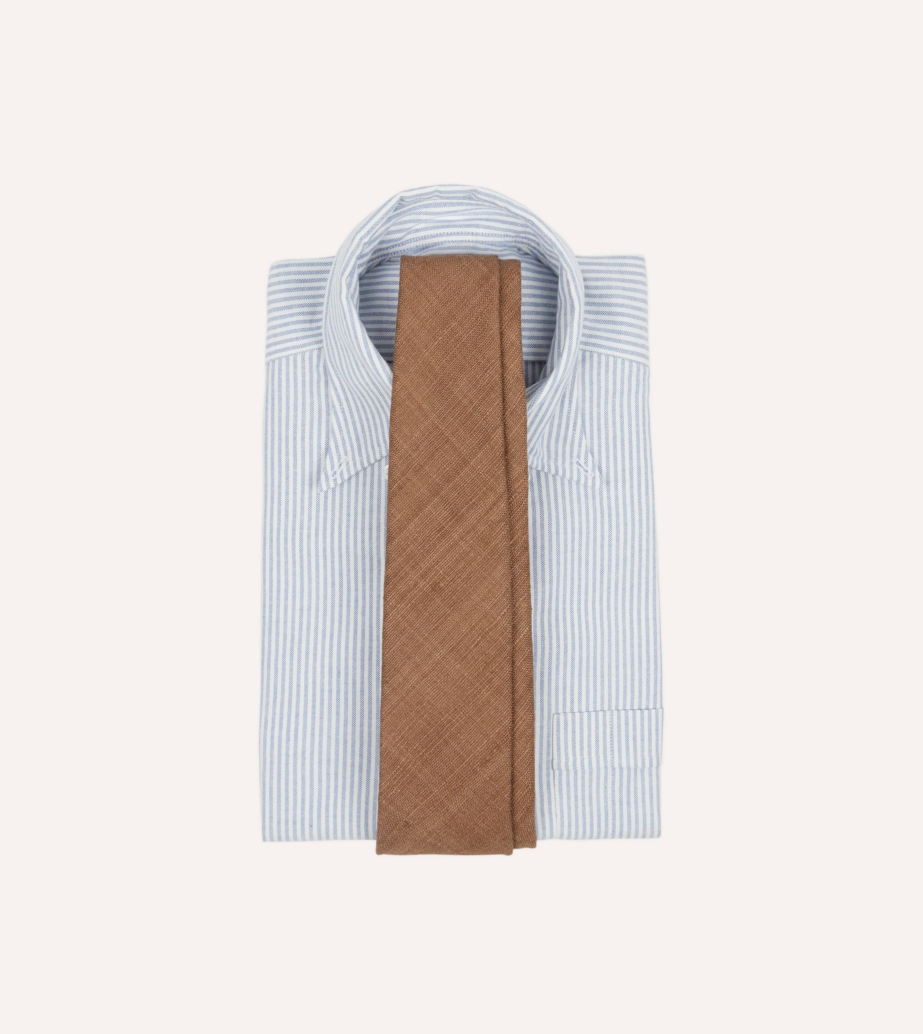 Light Brown Tussah Hand Rolled Silk Tie - Image 2