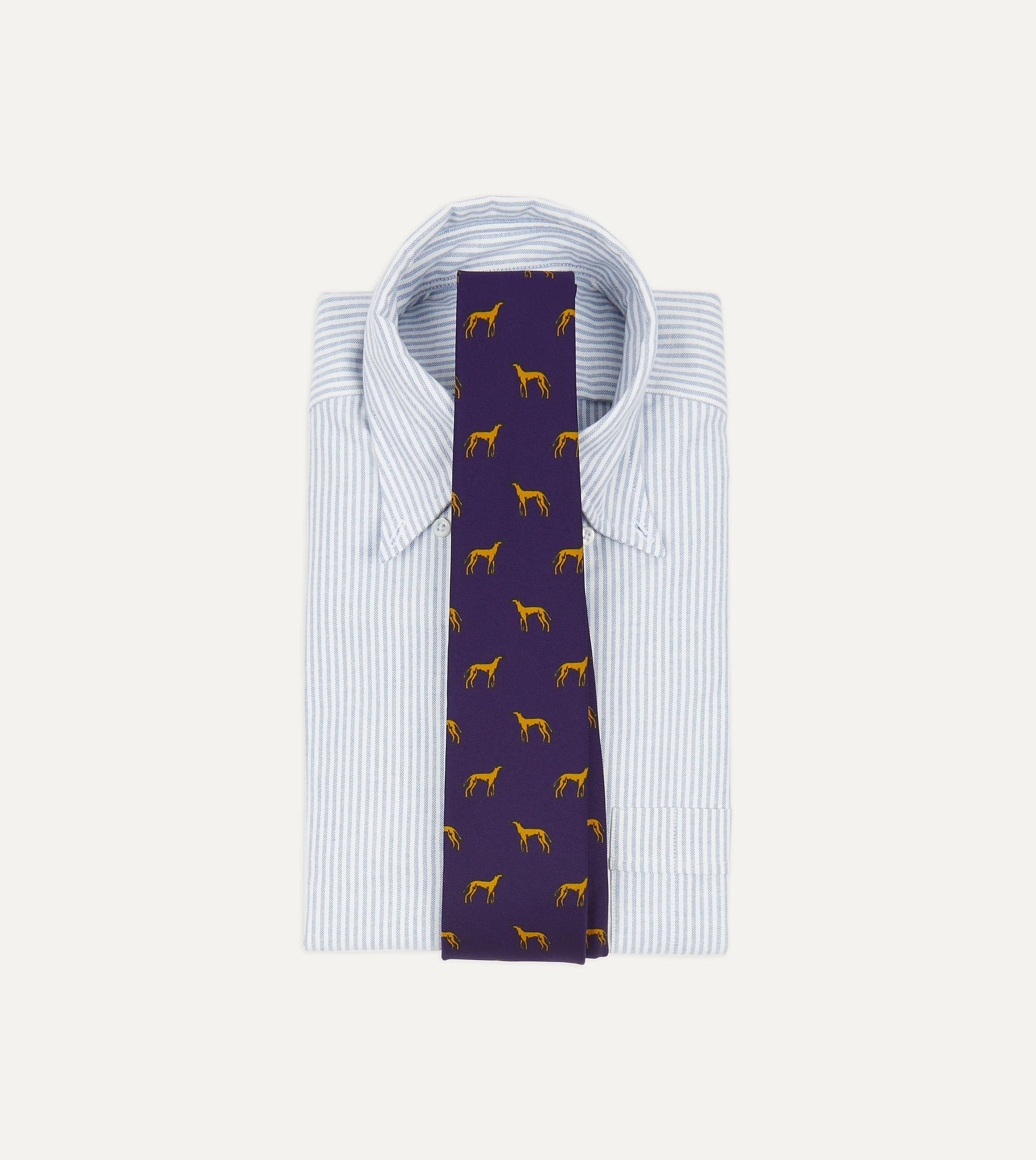 Navy and Yellow Dog Print Silk Tie - Image 2
