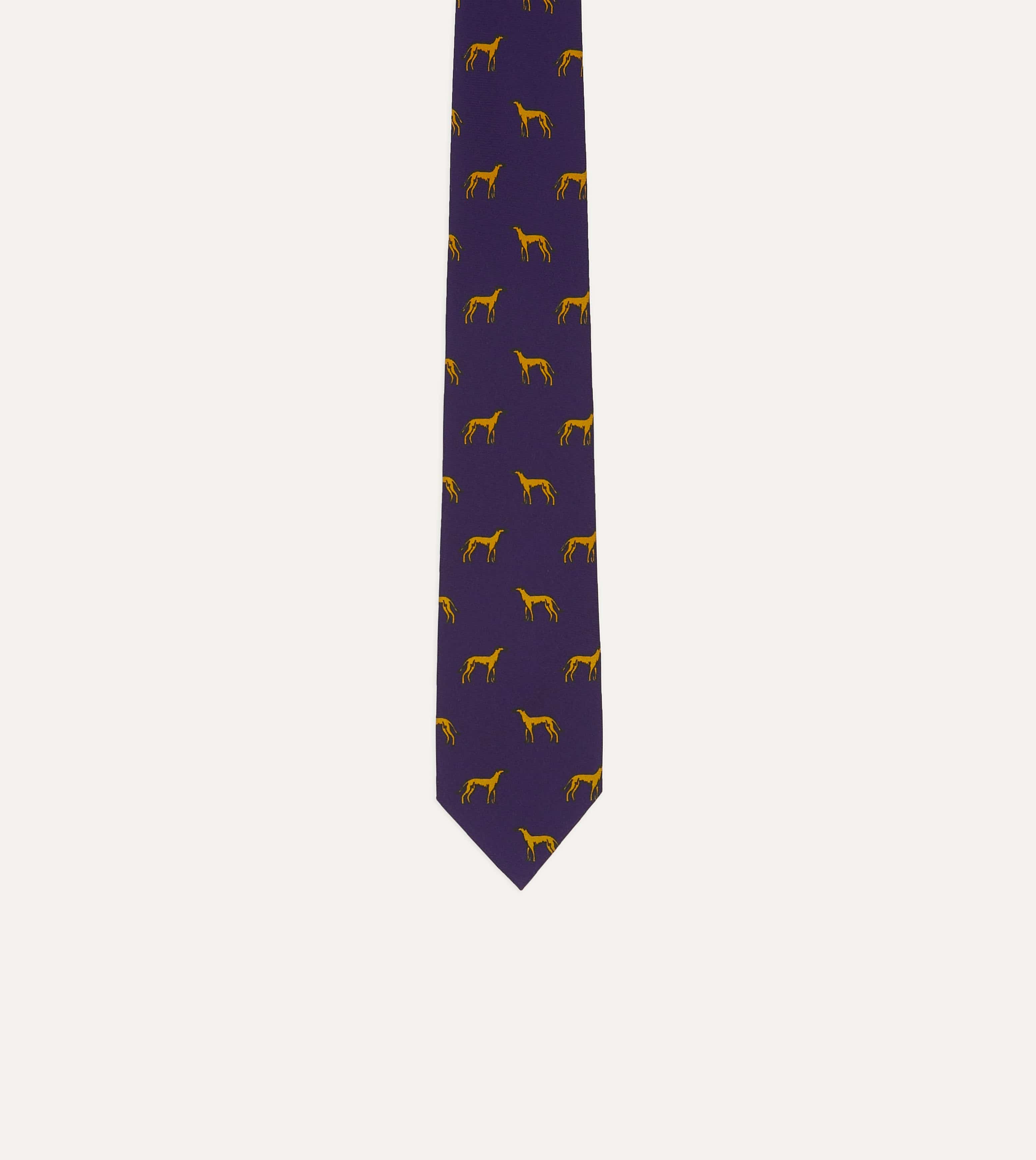 Navy and Yellow Dog Print Silk Tie - Image 4
