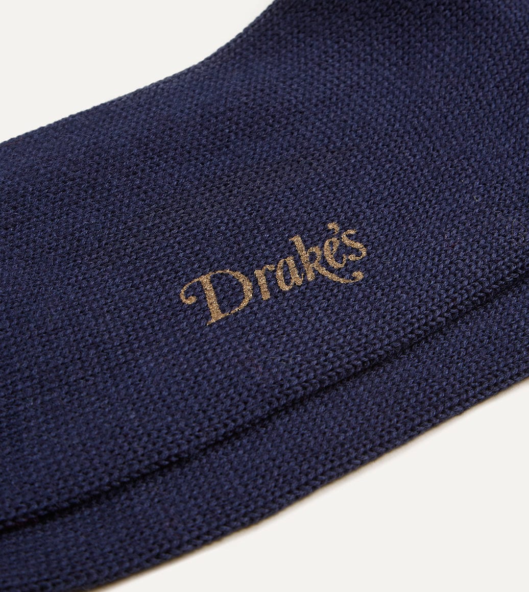 Navy Argyle Wool Cotton Socks - Image 2