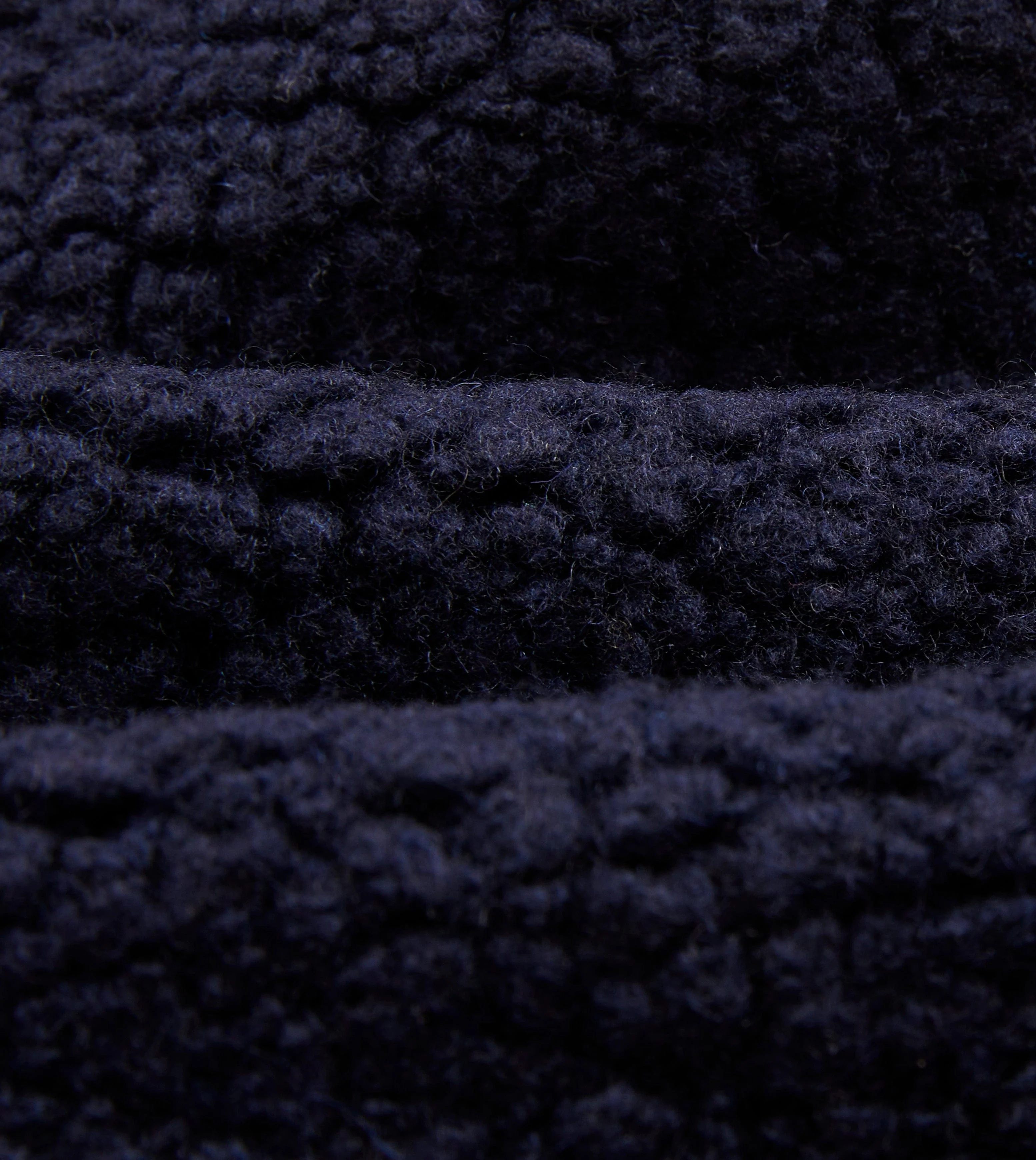 Navy Boucle Wool Zip Fleece Jacket - Image 2