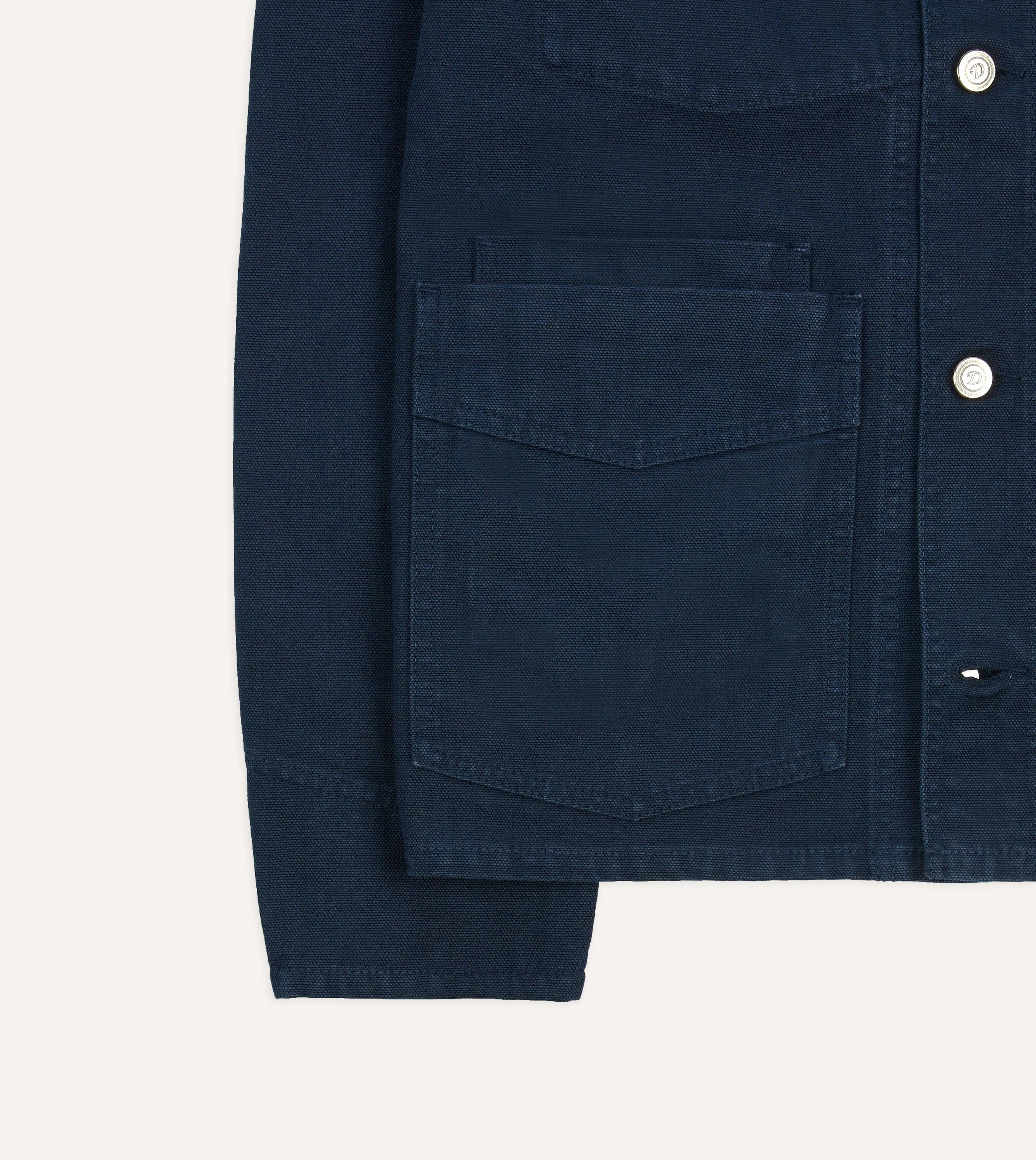 Navy Cotton Canvas Work Jacket - Image 6