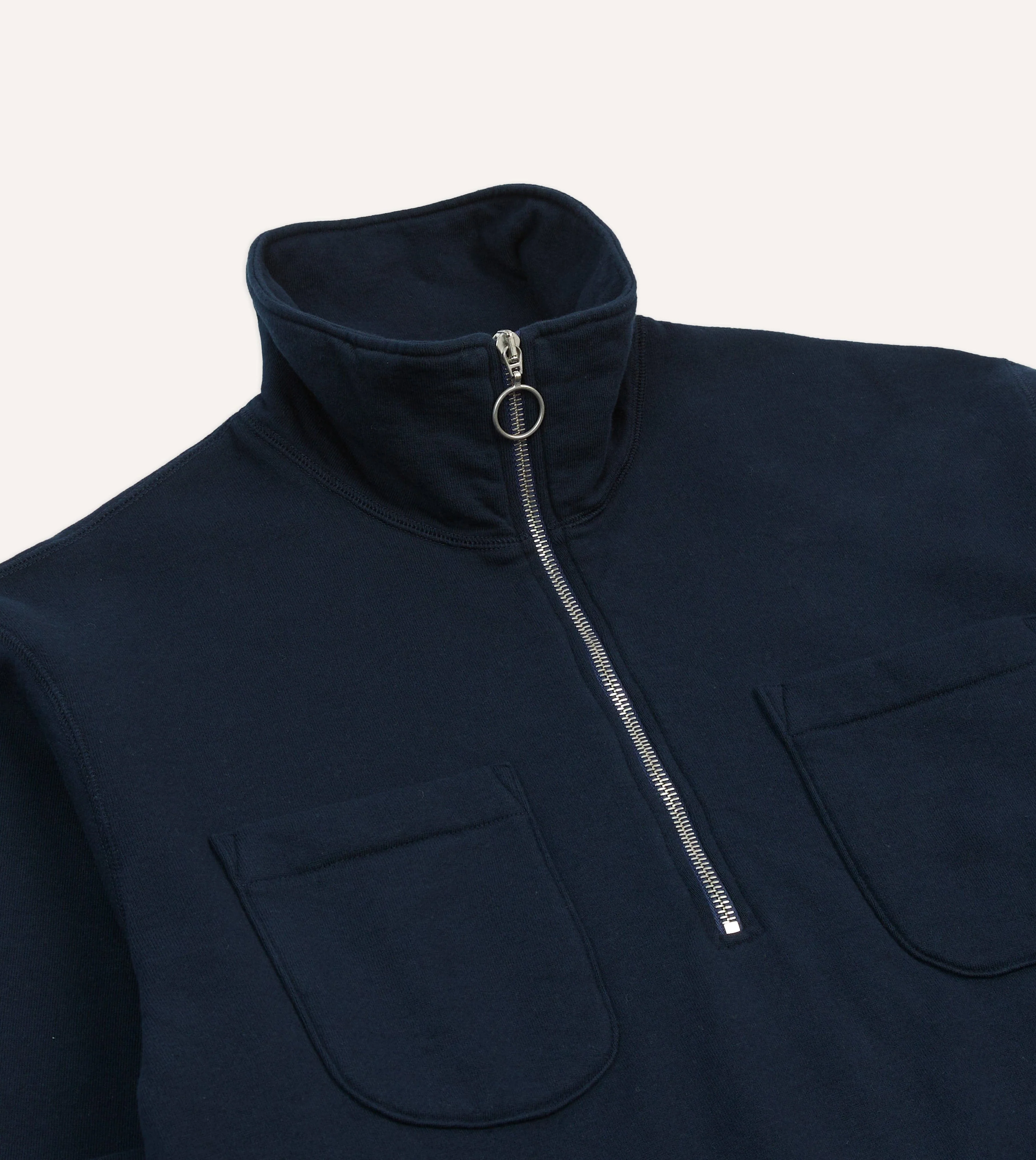 Navy Cotton Half-Zip Collared Sweatshirt - Image 4