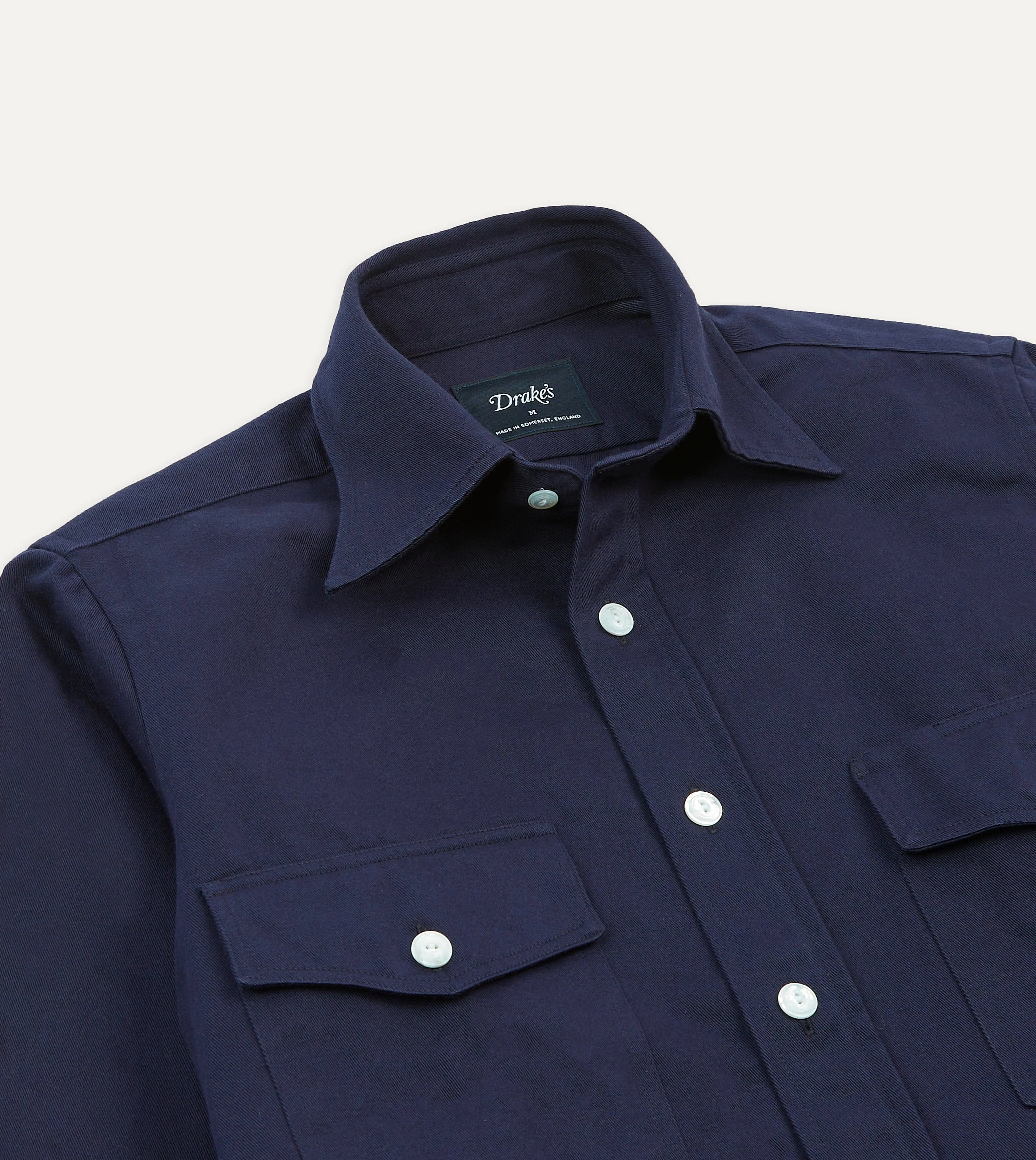 Navy Cotton Twill Two-Pocket Work Shirt - Image 3