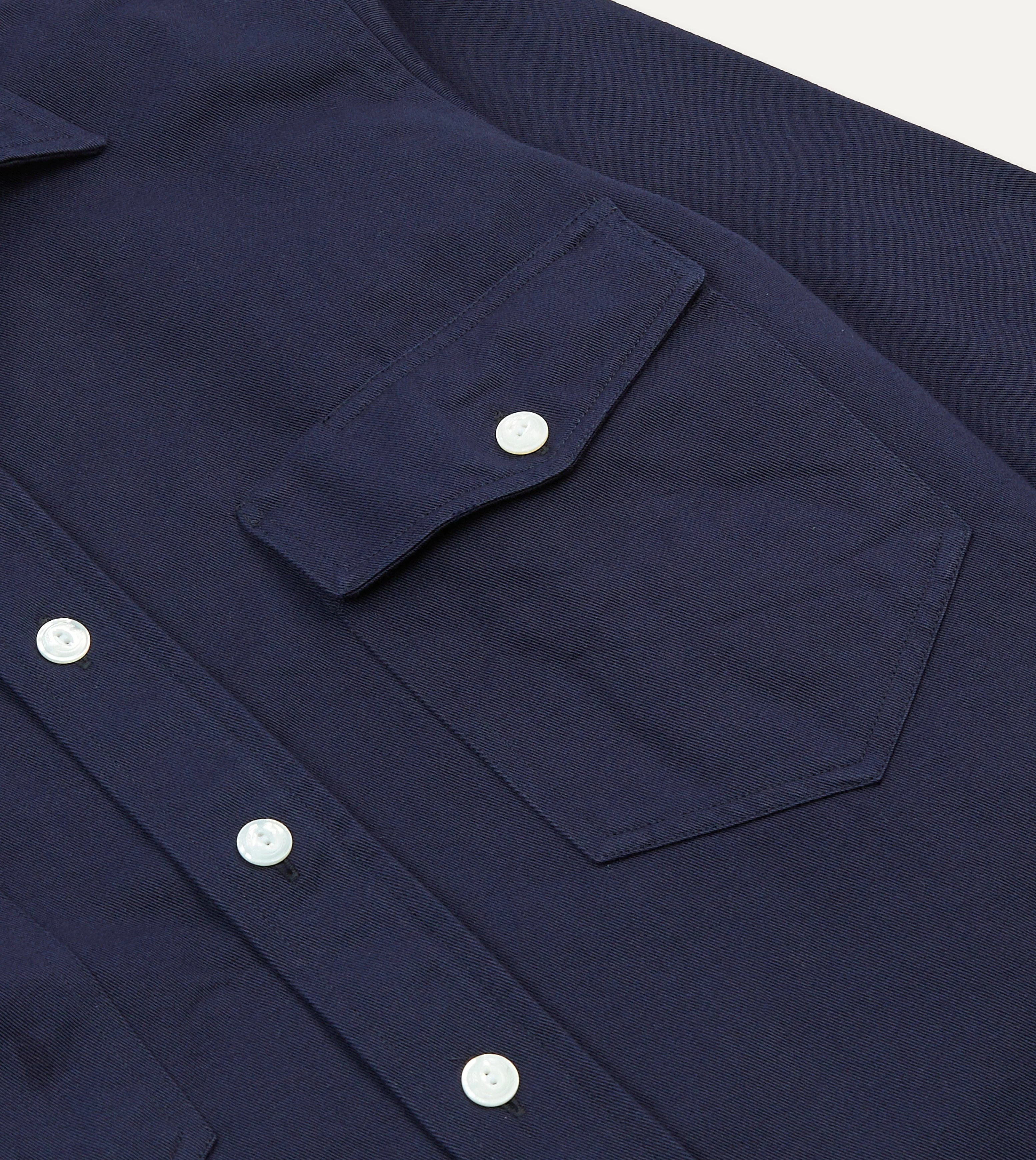 Navy Cotton Twill Two-Pocket Work Shirt - Image 4