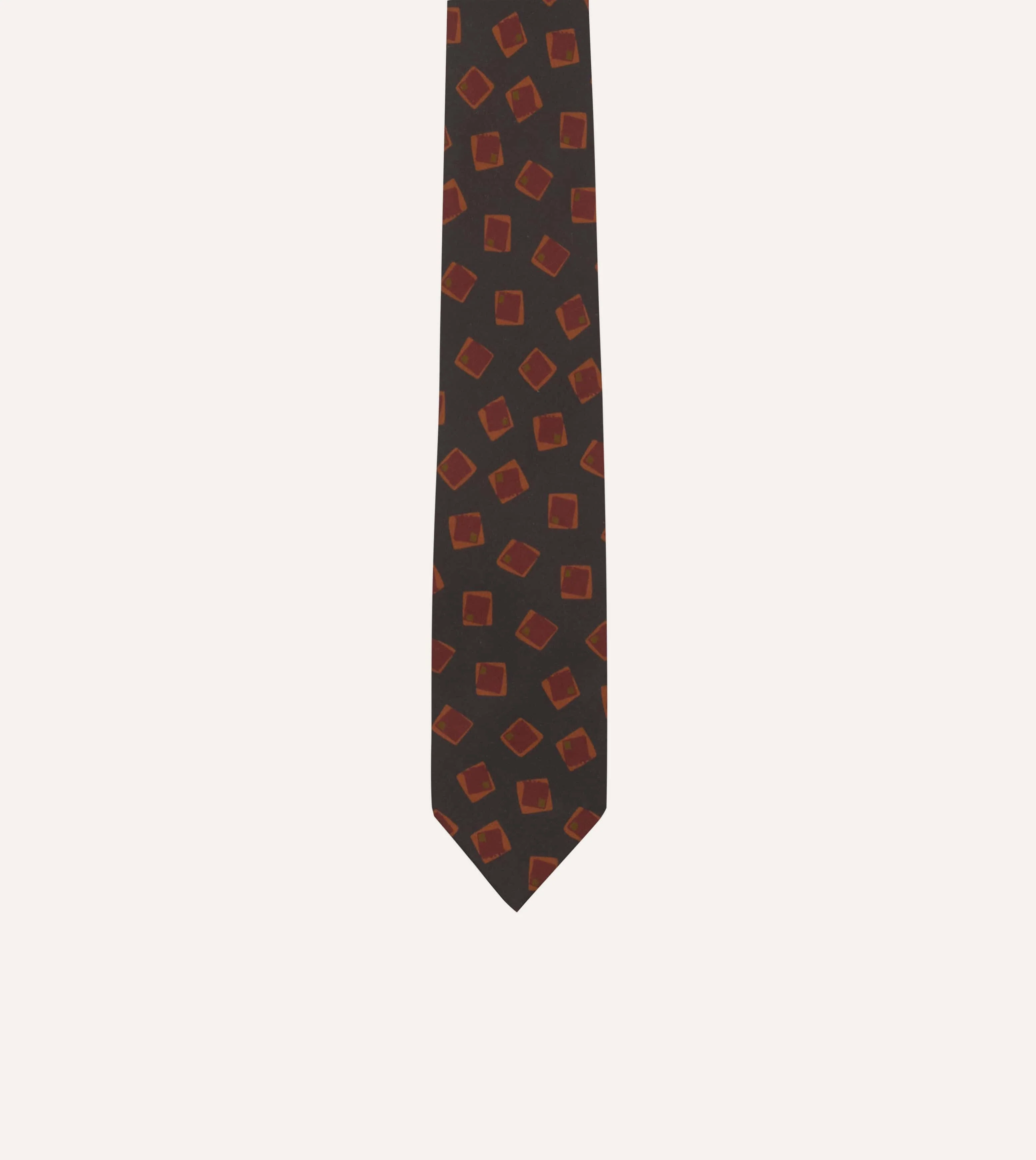 Navy Jumbled Tile Print Silk Self Tipped Tie - Image 3