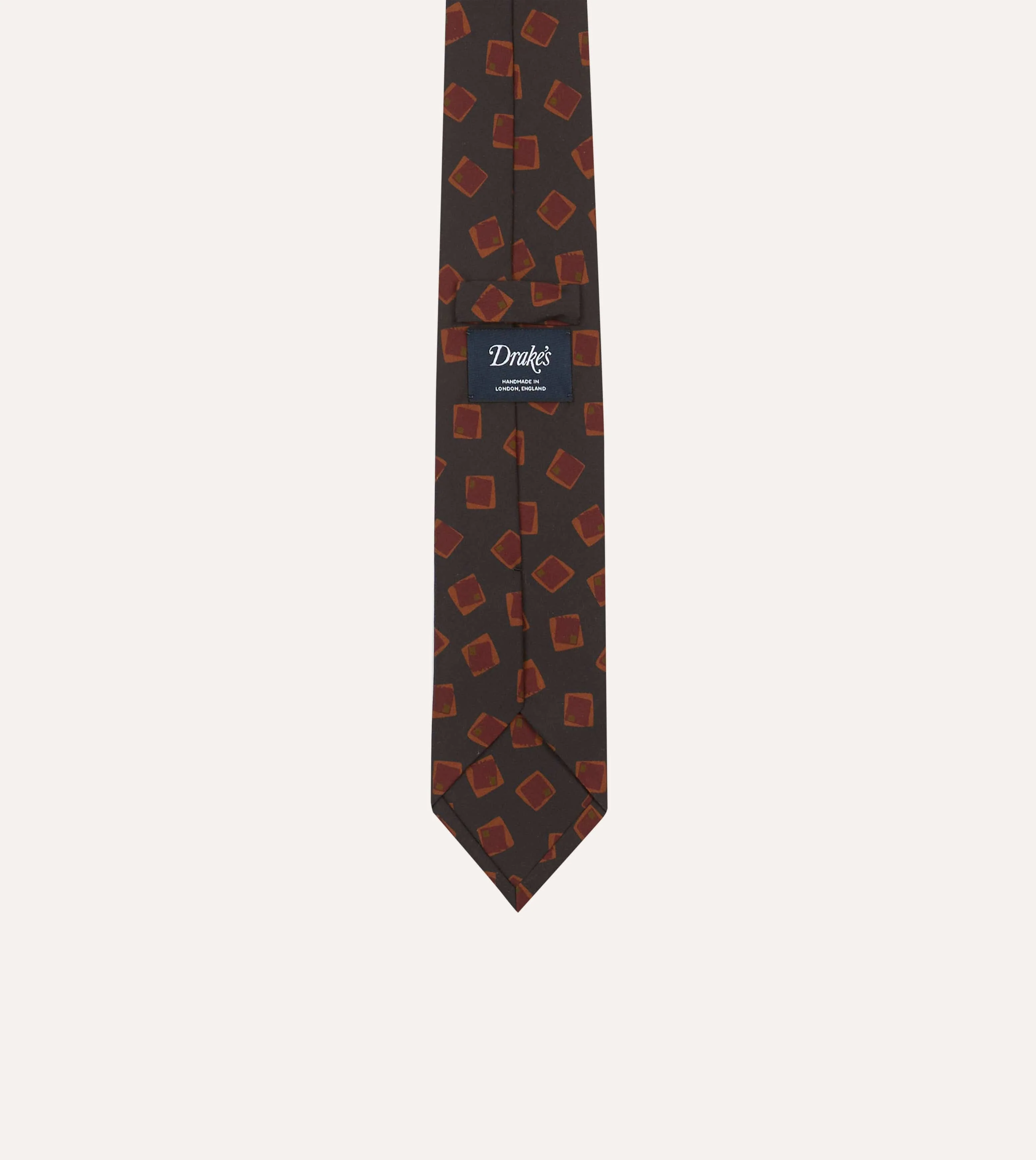 Navy Jumbled Tile Print Silk Self Tipped Tie - Image 4