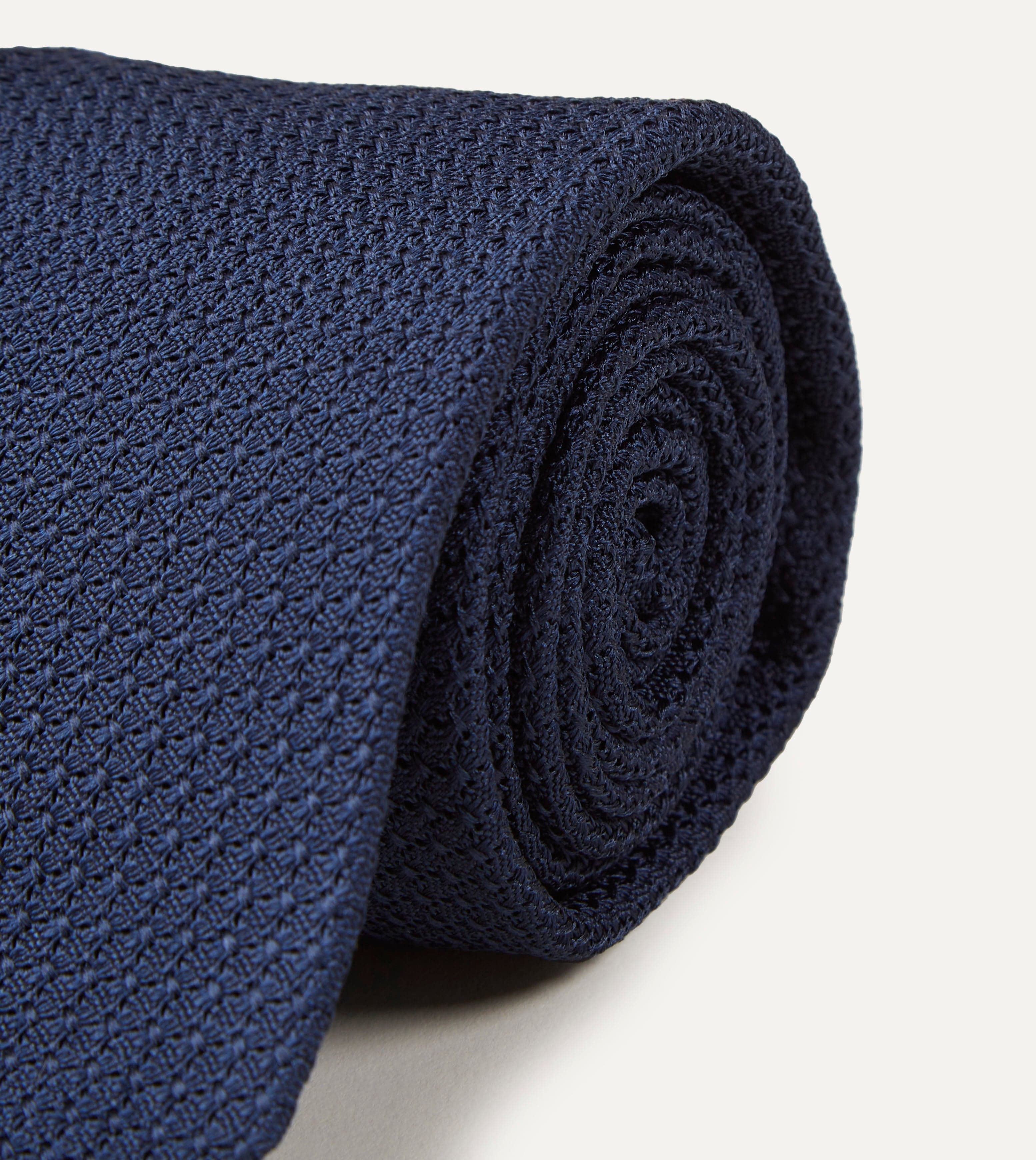 Navy Large Knot Grenadine Tipped Tie - Image 3