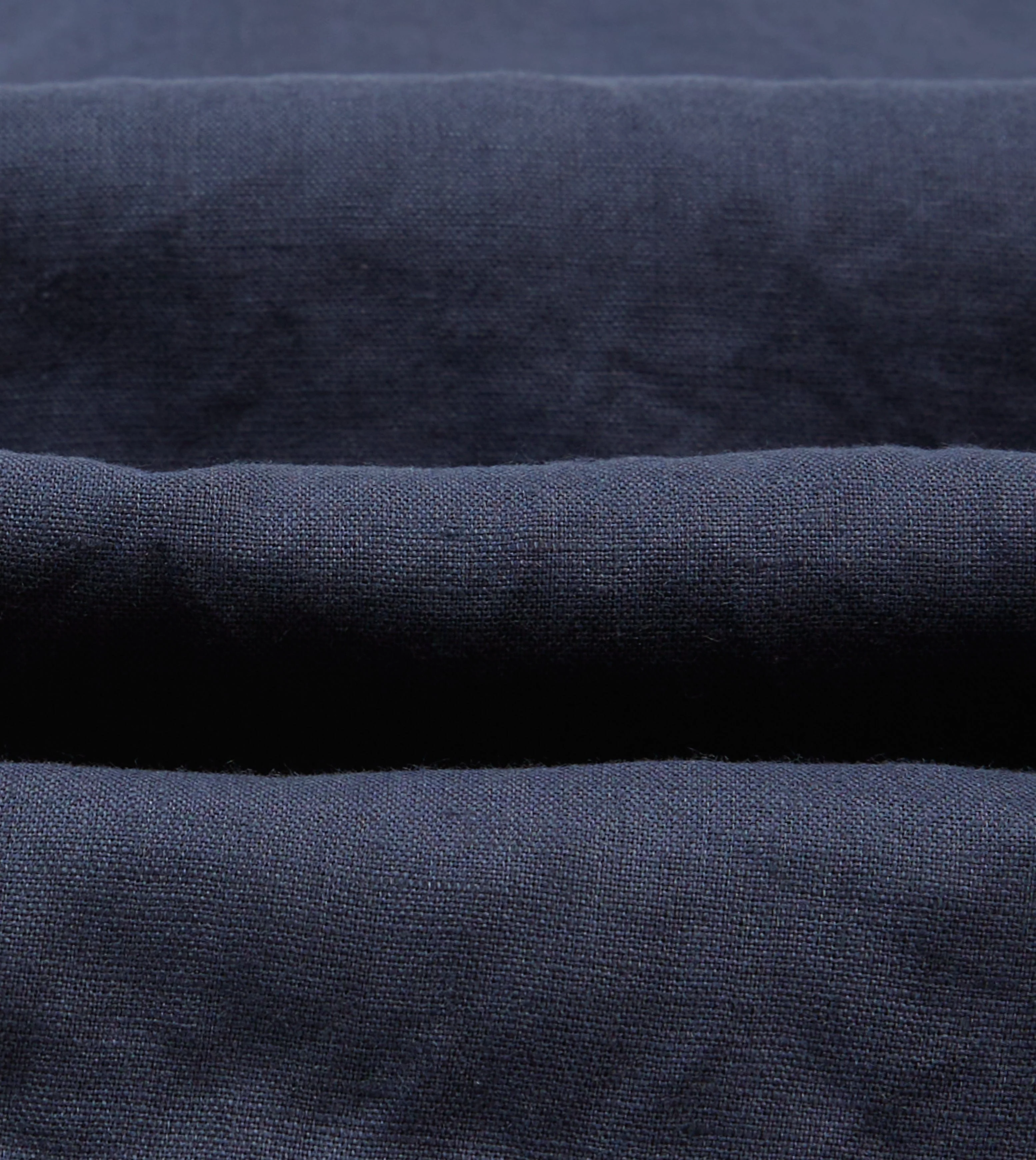 Navy Linen Mandarin Collar Popover Shirt - Image 2