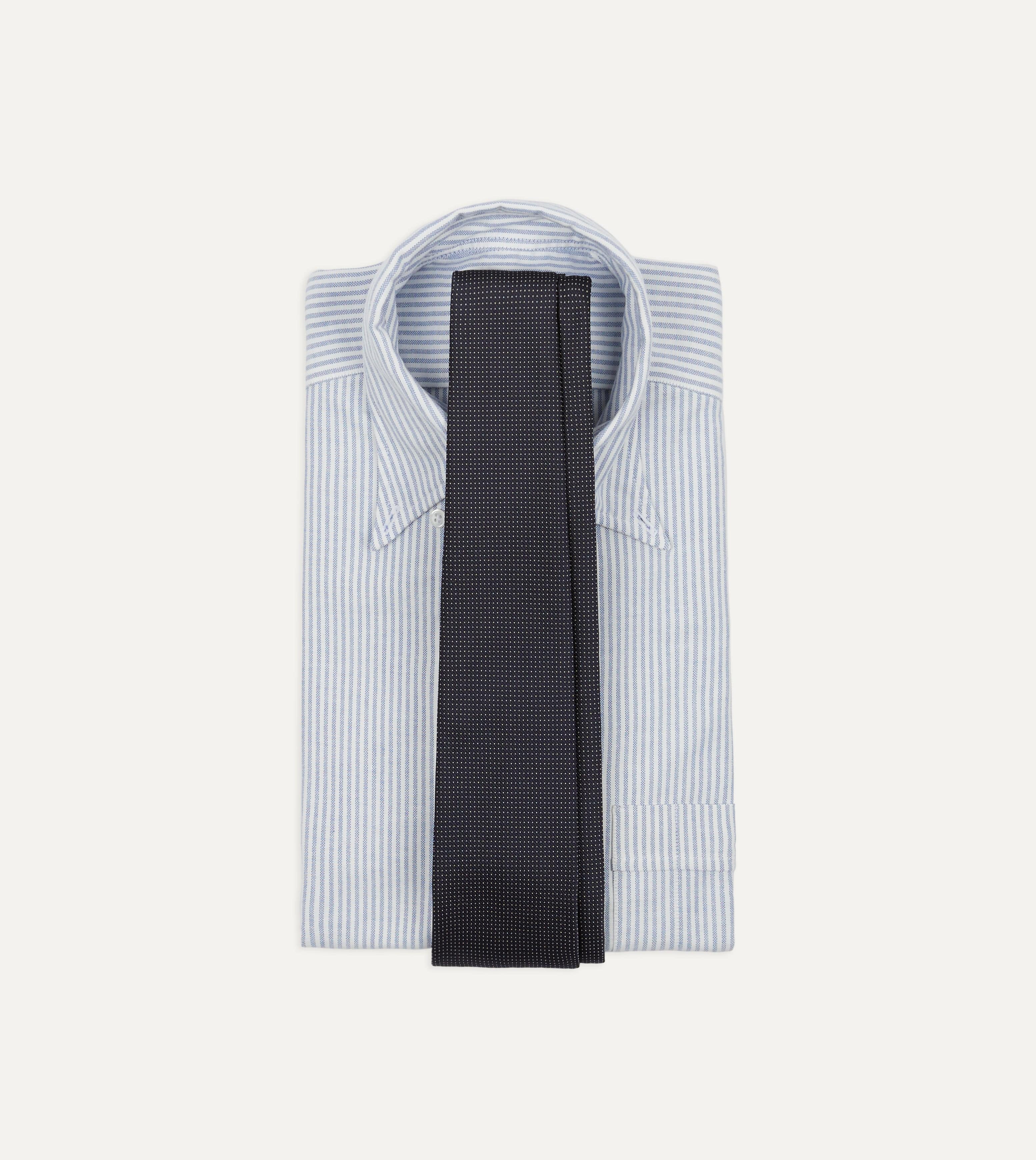 Navy Micro Polka Dot Embroidered Tipped Tie - Image 2