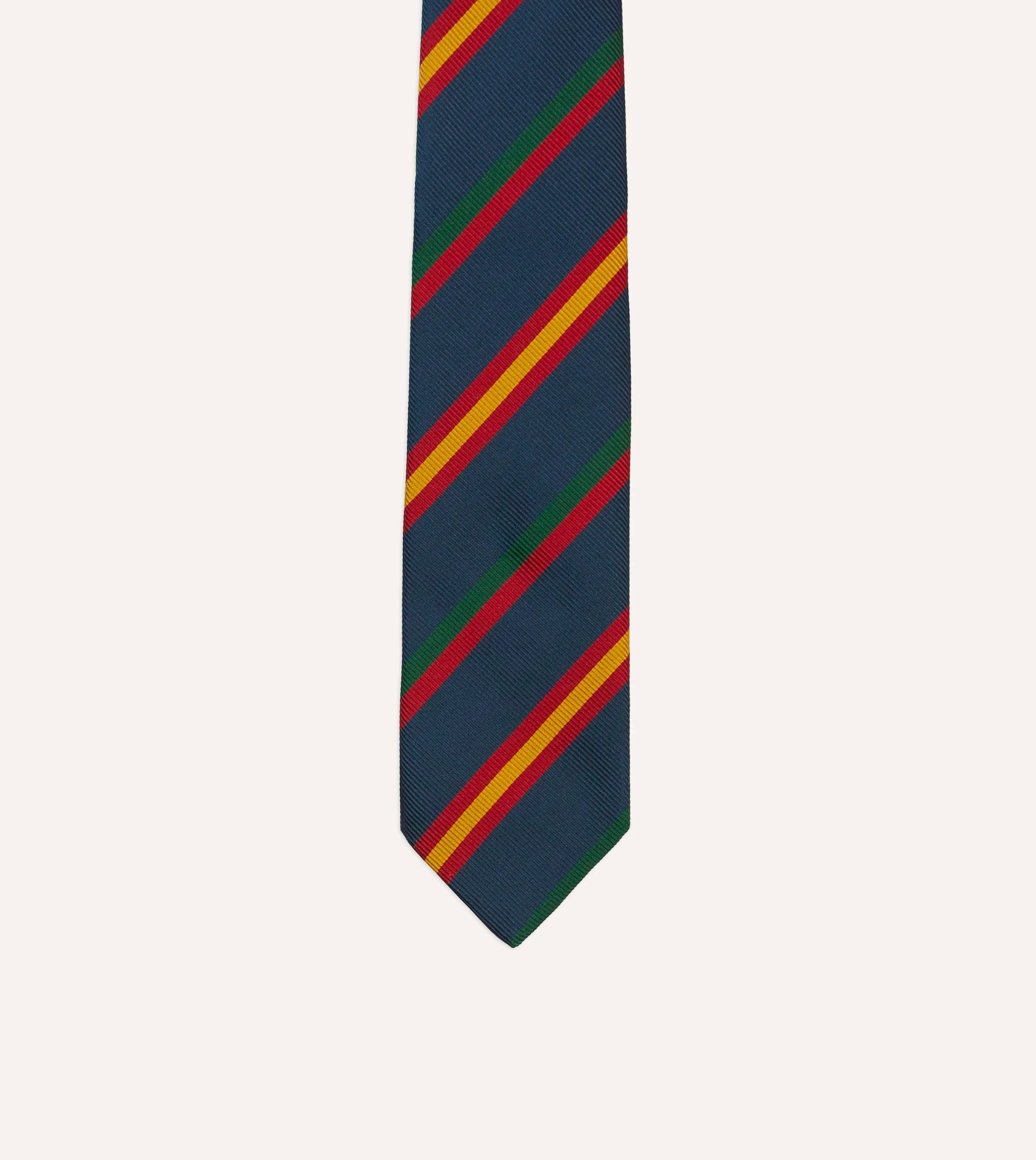 Navy, Red and Yellow Stripe Repp Silk Tipped Tie - Image 3