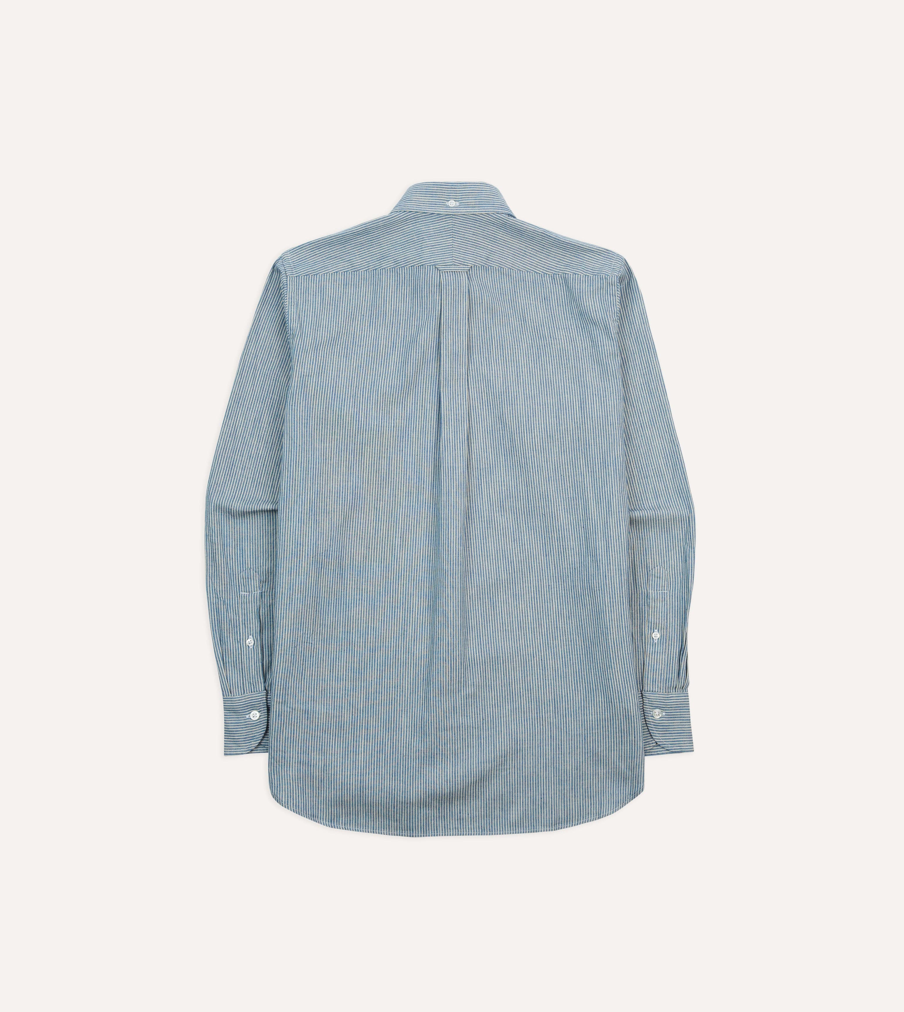 Navy Stripe Denim Work Shirt - Image 6