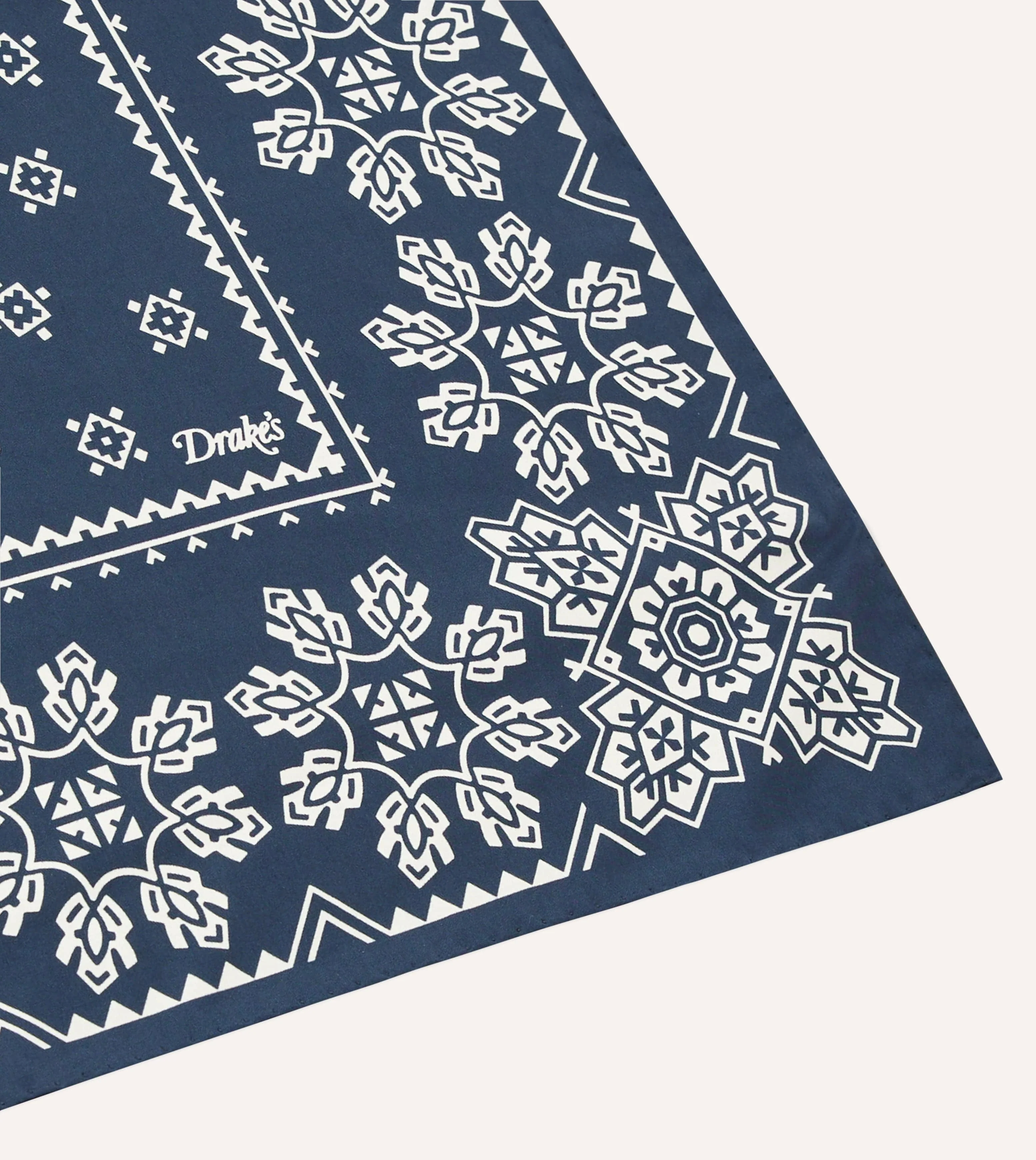 Navy Traditional Print Silk Bandana - Image 3