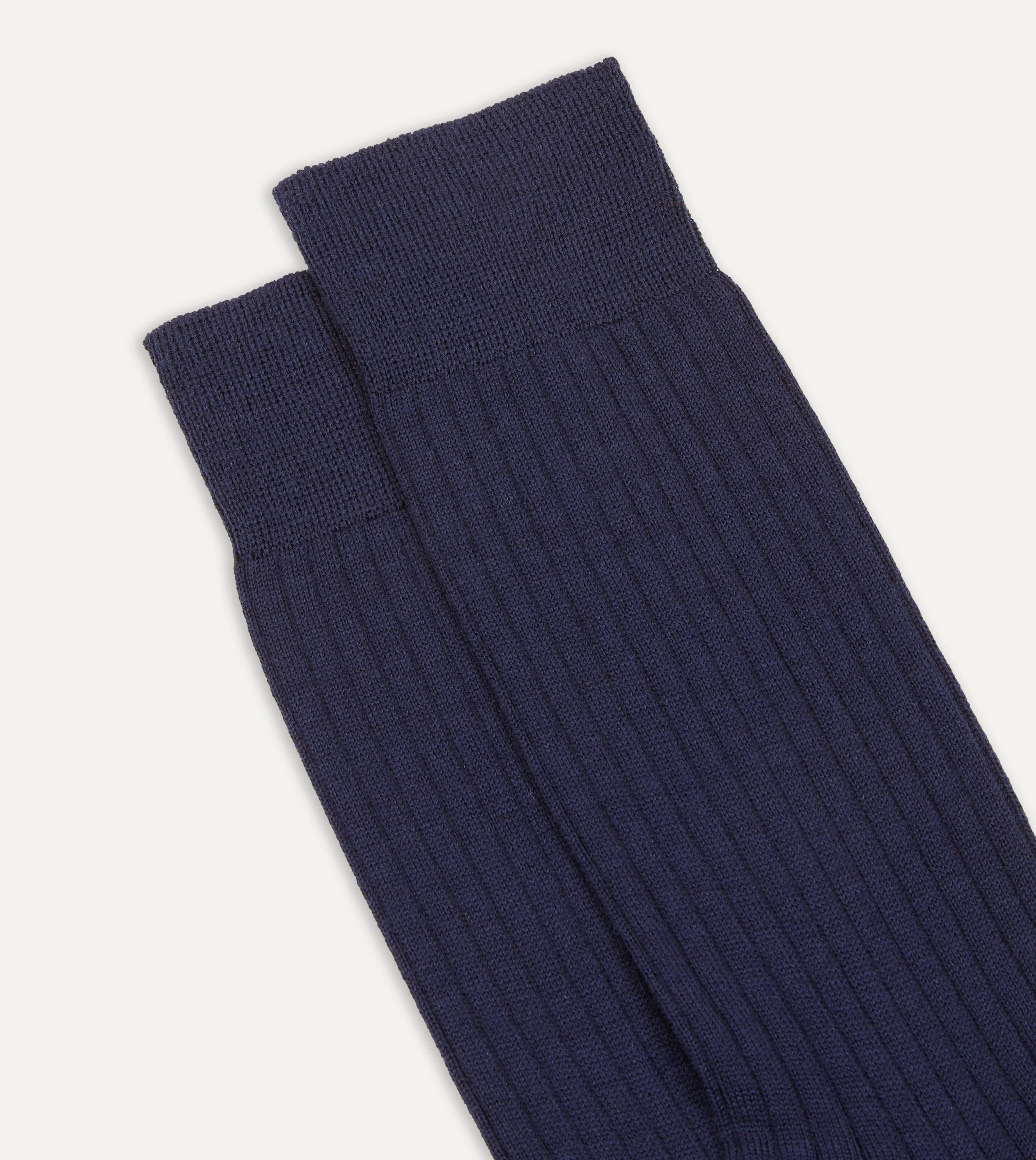 Navy Wool Mid-Calf Socks - Image 3
