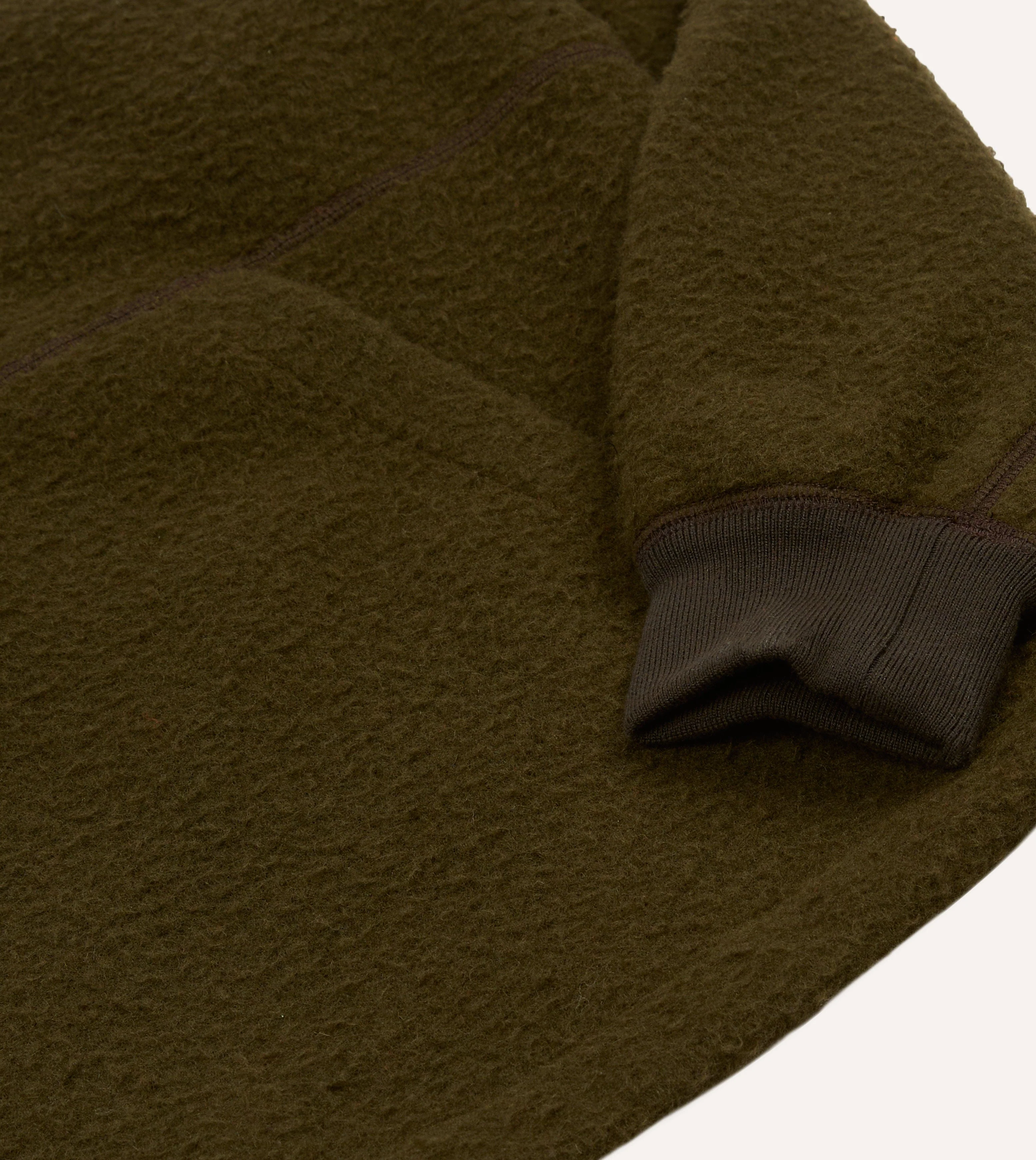 Olive Casentino Wool Half-Zip Pullover Fleece - Image 5