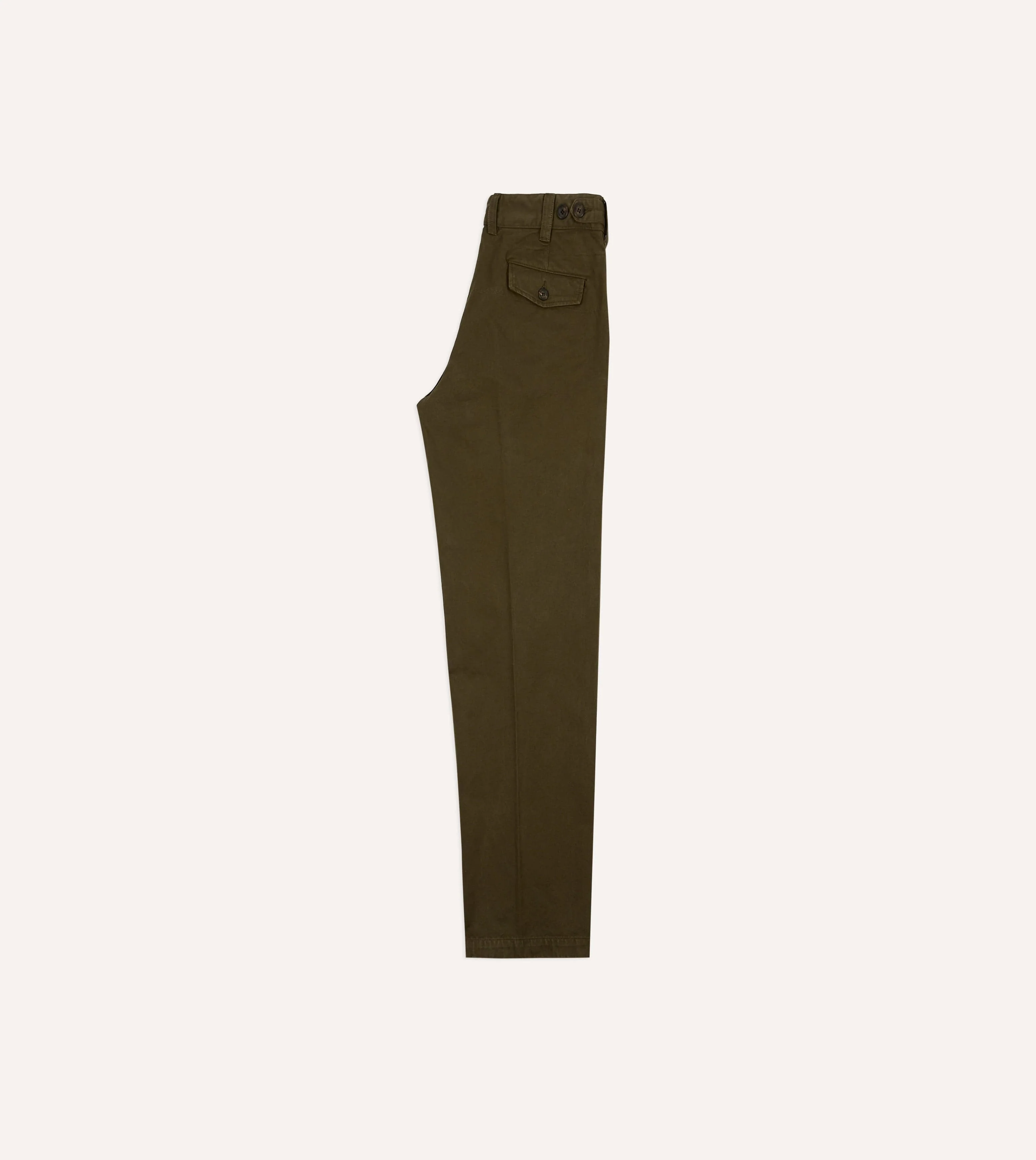 Olive Heavy Cotton Flat Front Chino - Image 6