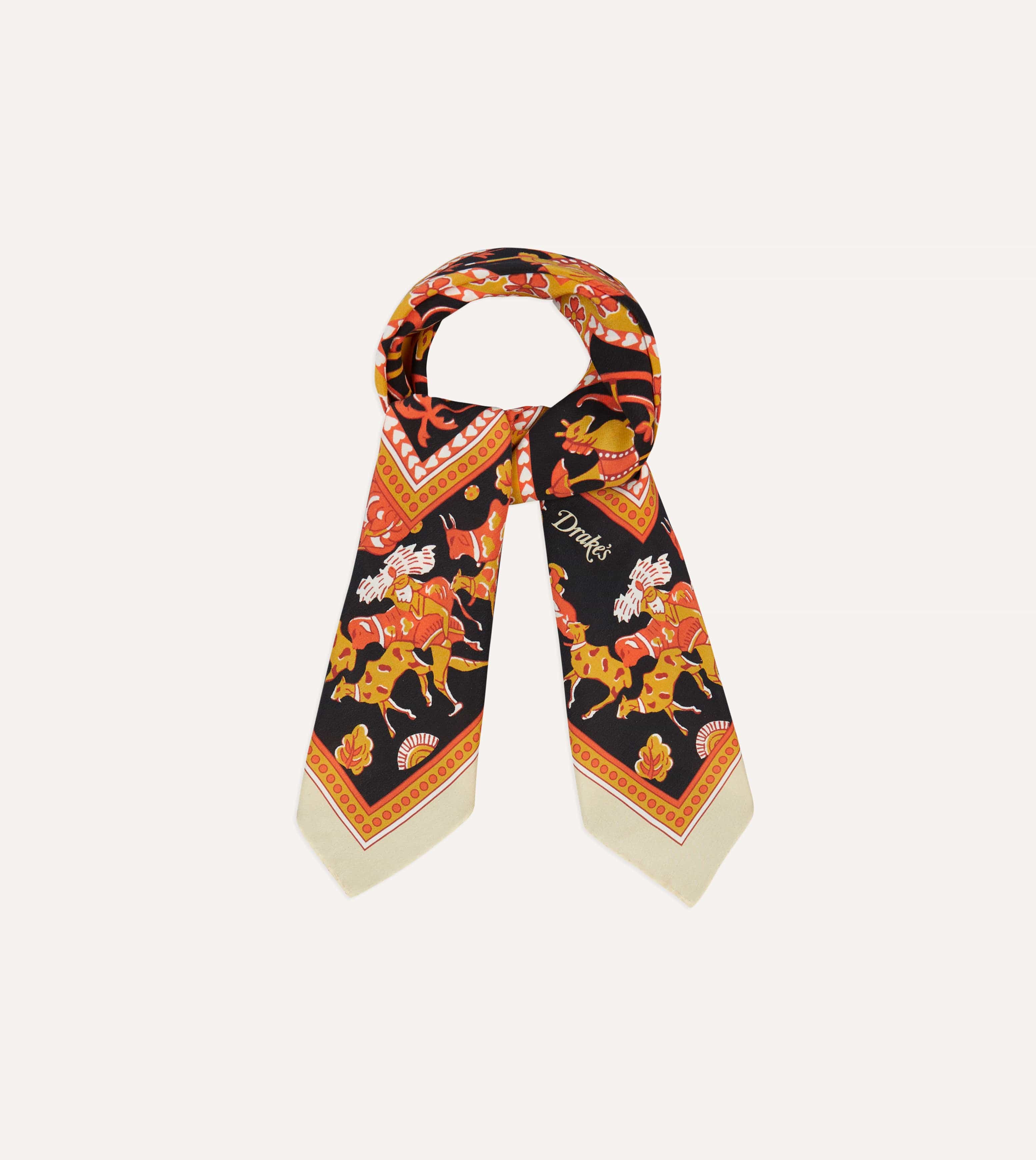 Orange Elephant Print Silk Bandana - Image 5