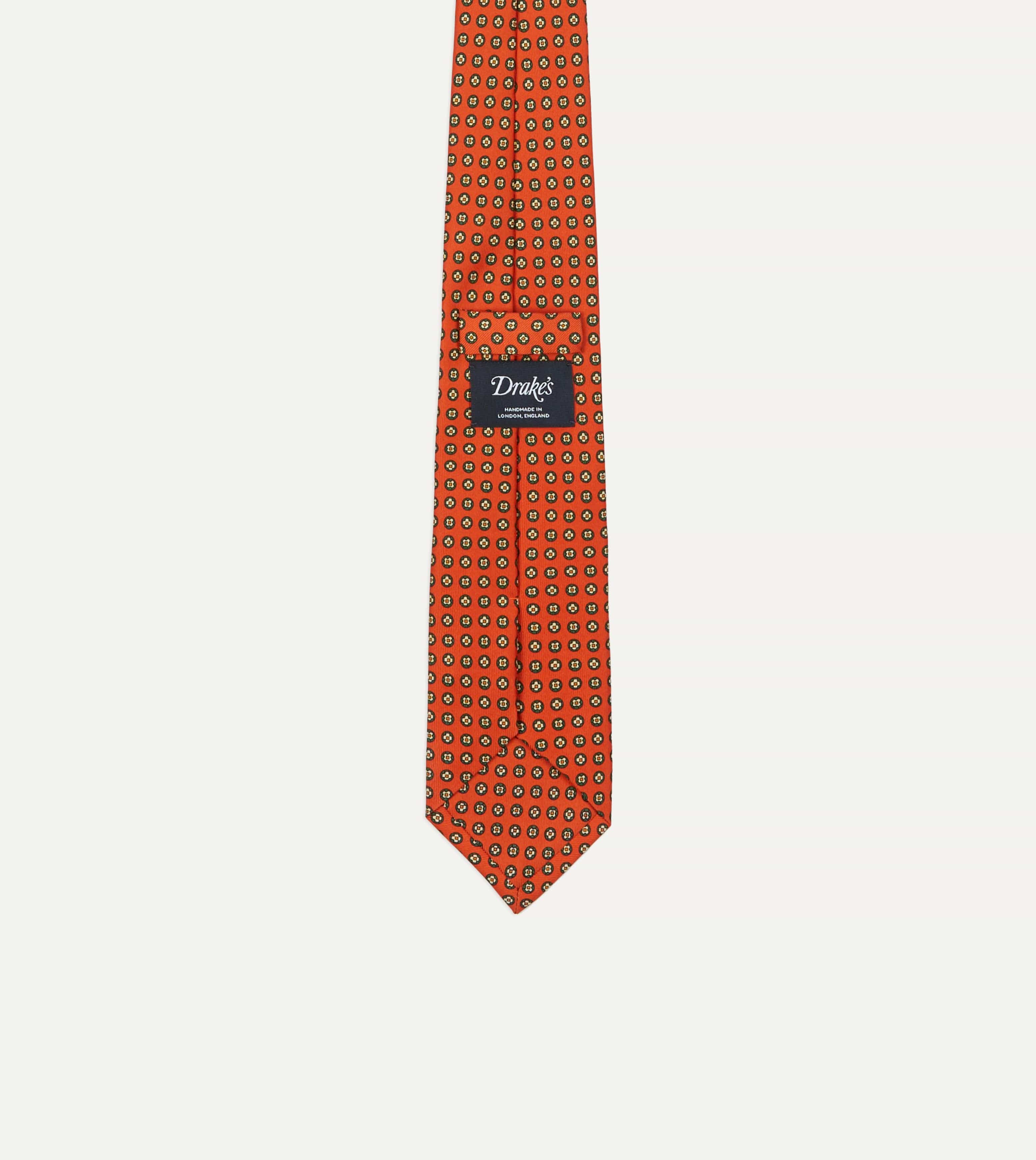 Orange Micro Geometric Print Silk Self Tipped Tie - Image 3