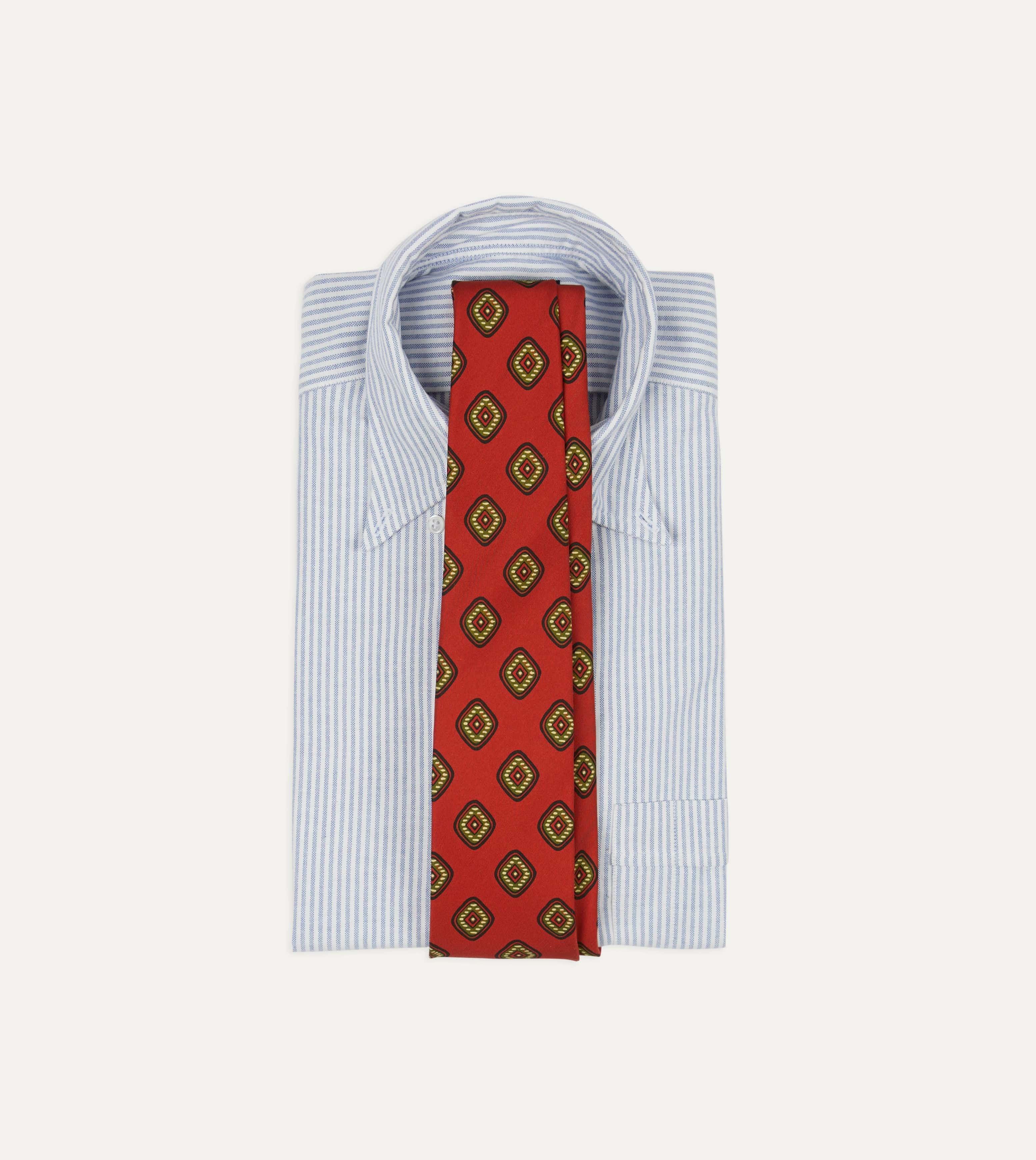 Orange Tile Print 36oz Madder Silk Self Tipped Tie - Image 2