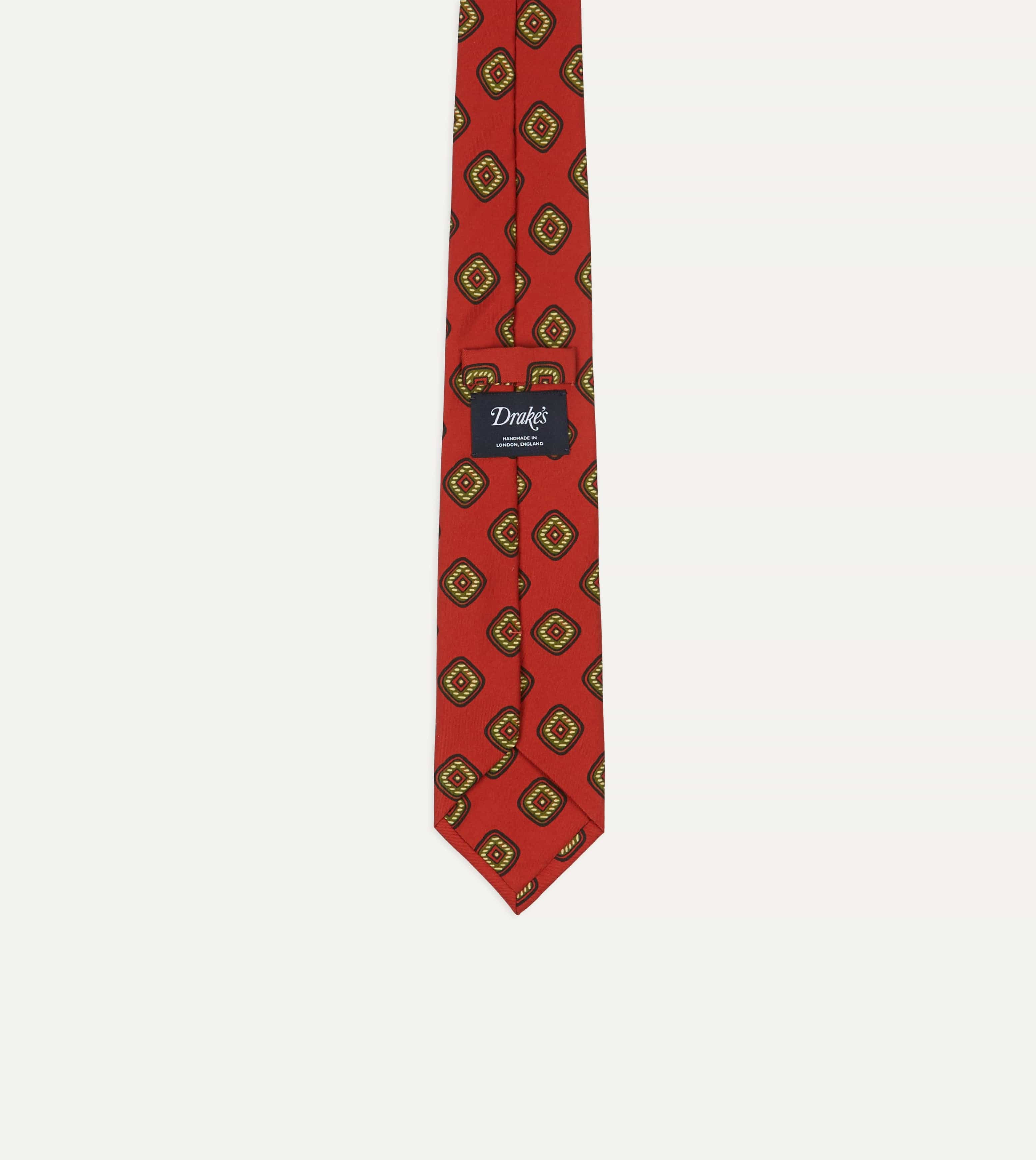Orange Tile Print 36oz Madder Silk Self Tipped Tie - Image 3