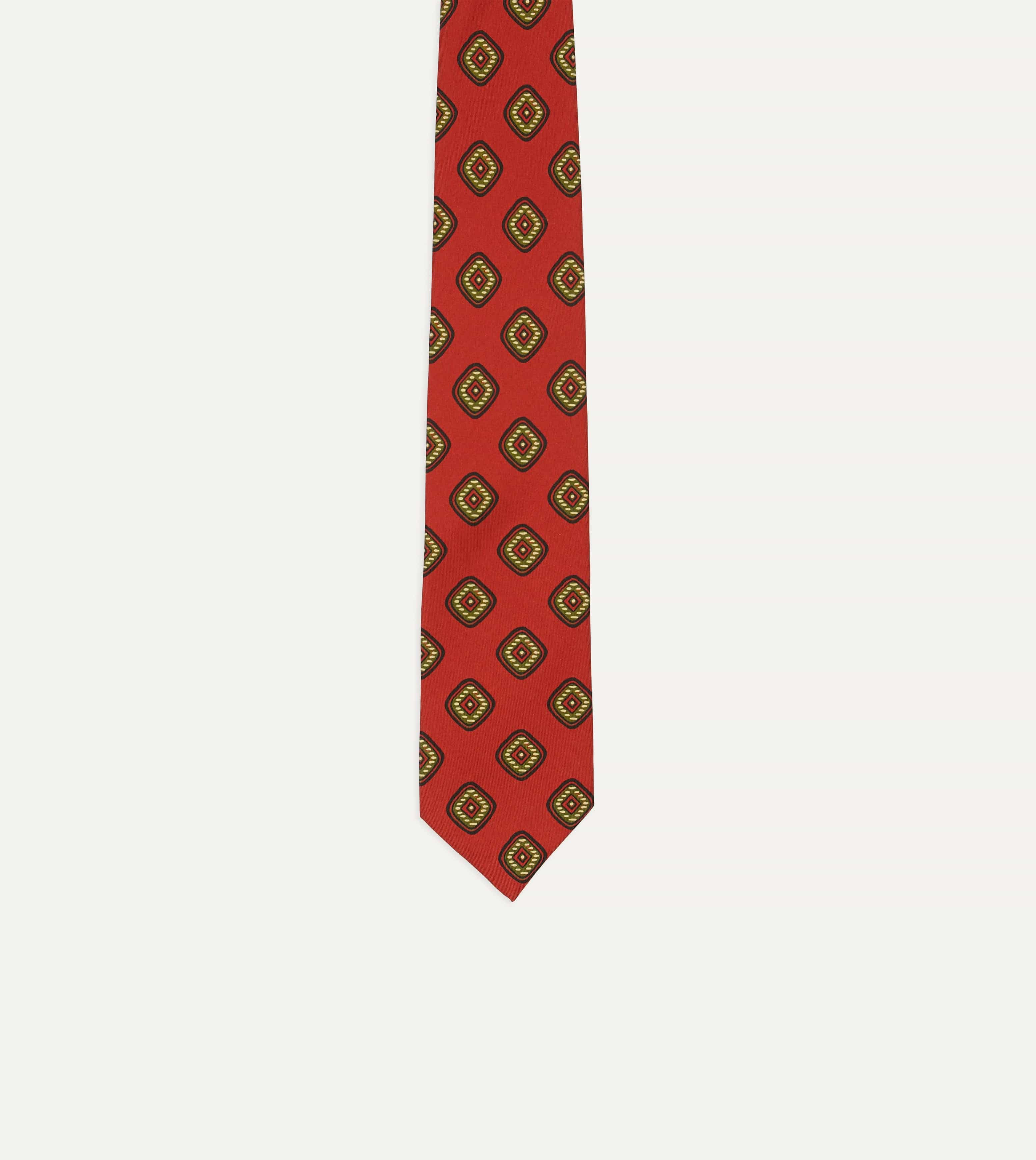 Orange Tile Print 36oz Madder Silk Self Tipped Tie - Image 4