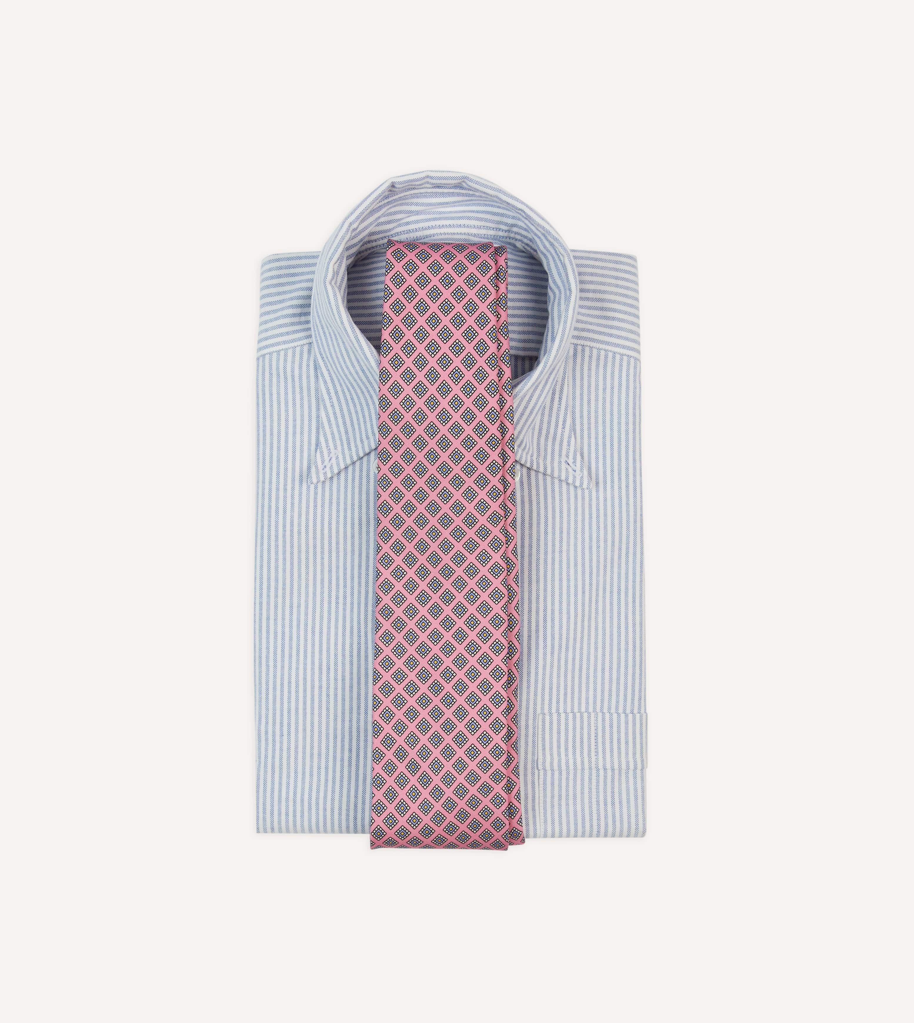 Pink Square Medallion Self-Tipped Silk Tie - Image 2