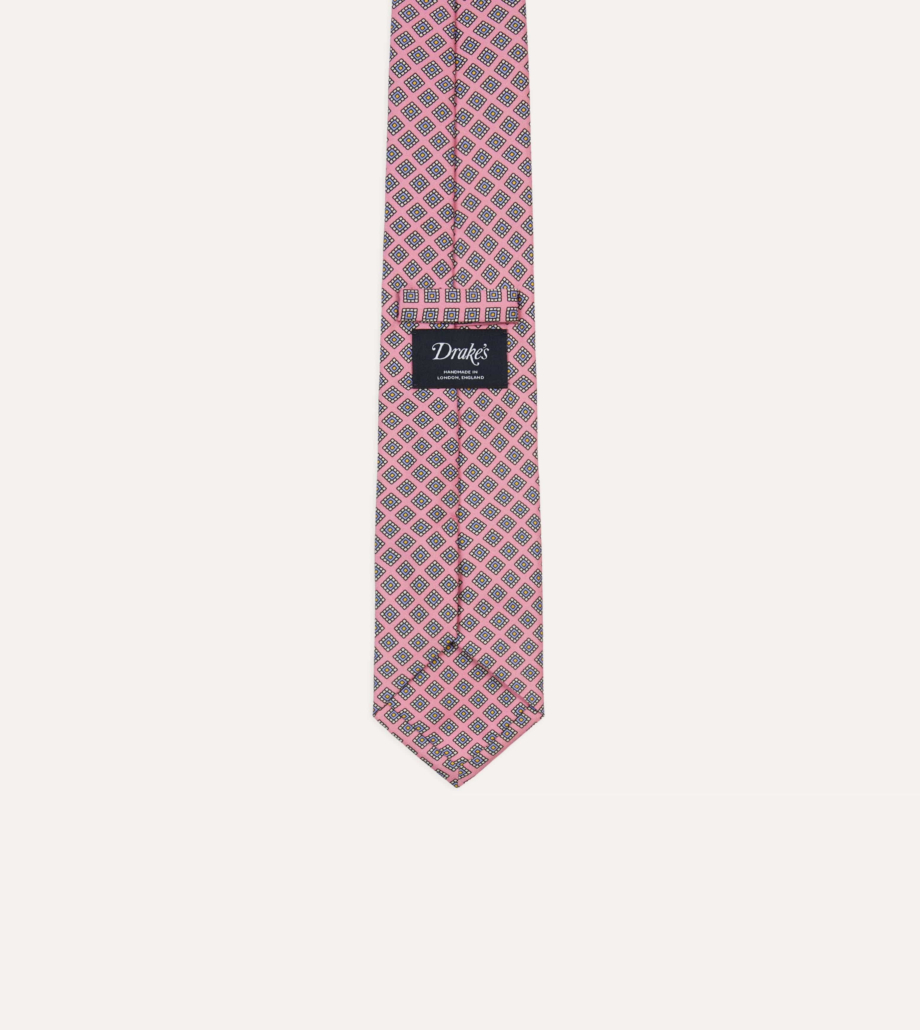 Pink Square Medallion Self-Tipped Silk Tie - Image 4