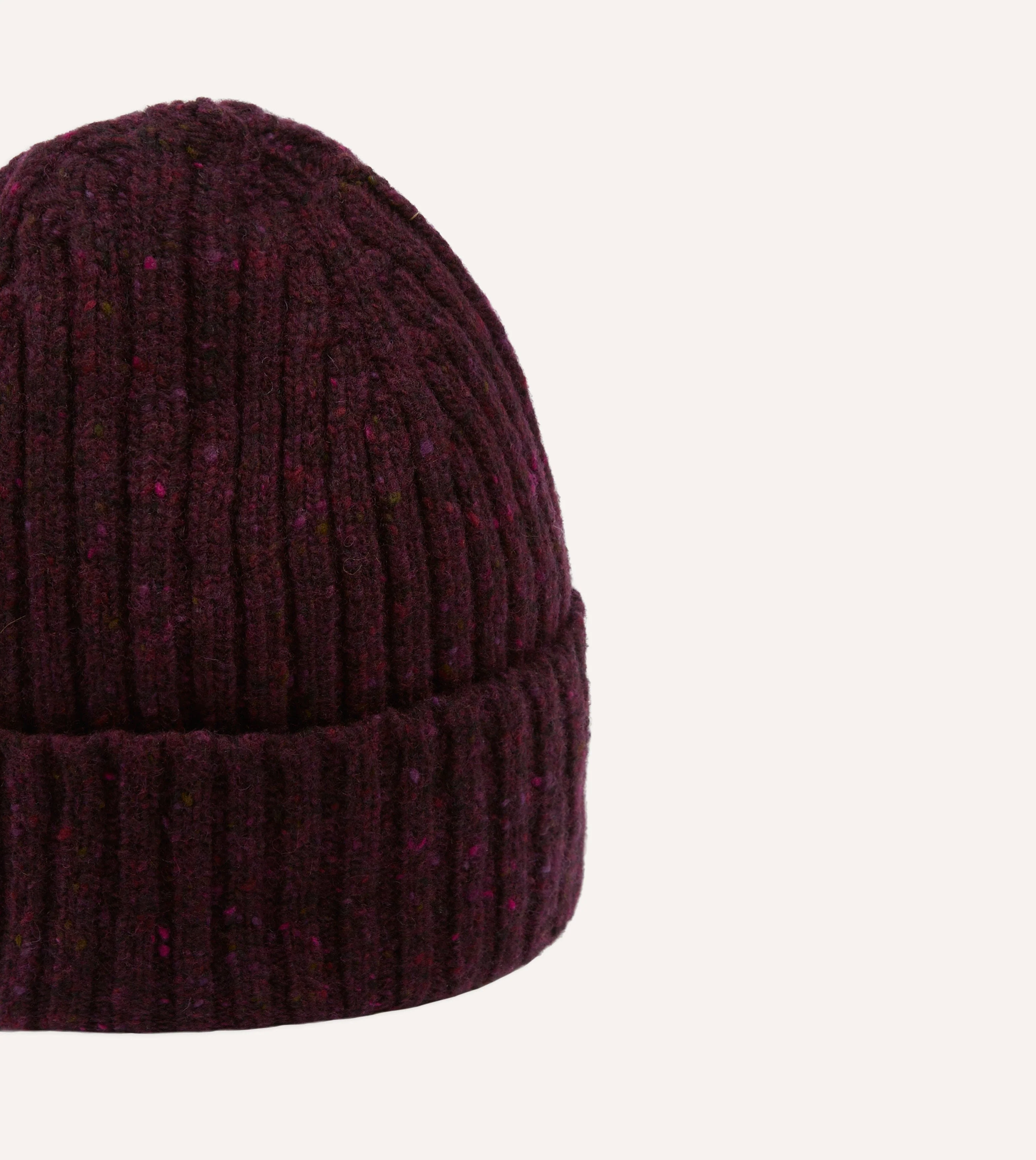 Purple Ribbed Merino Donegal Knit Cap - Image 3
