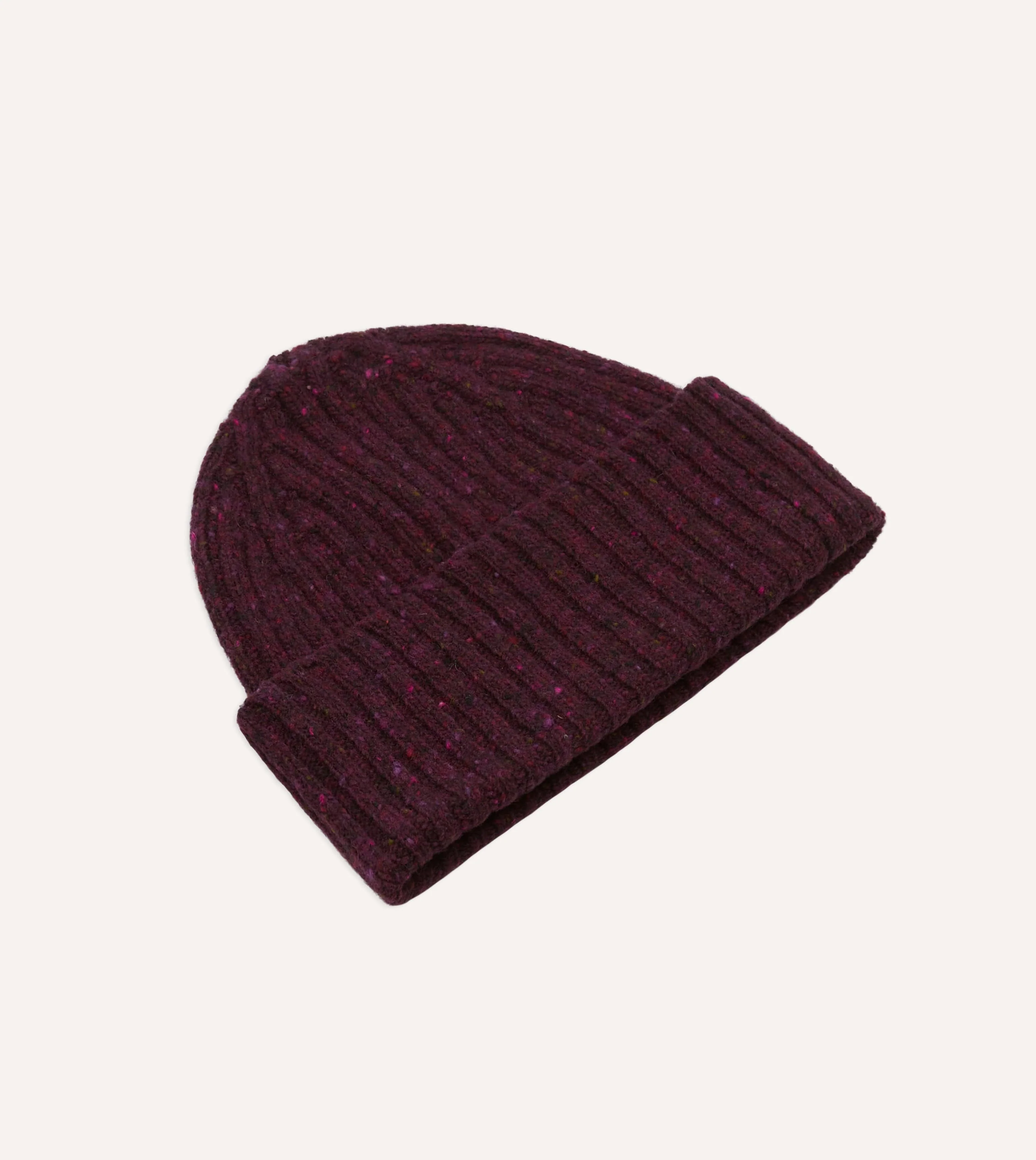 Purple Ribbed Merino Donegal Knit Cap - Image 4