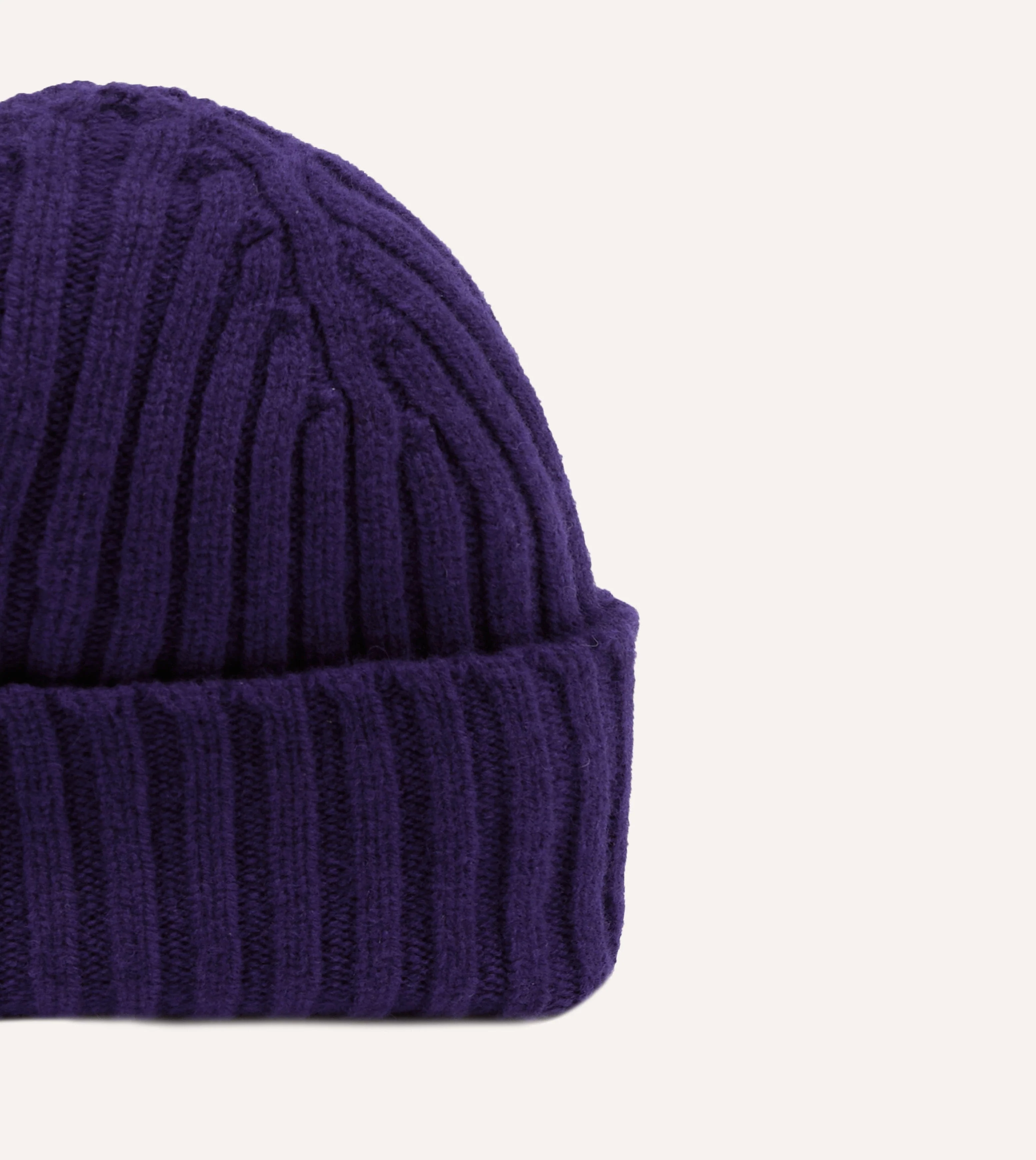 Purple Lambswool Ribbed Knit Cap - Image 4