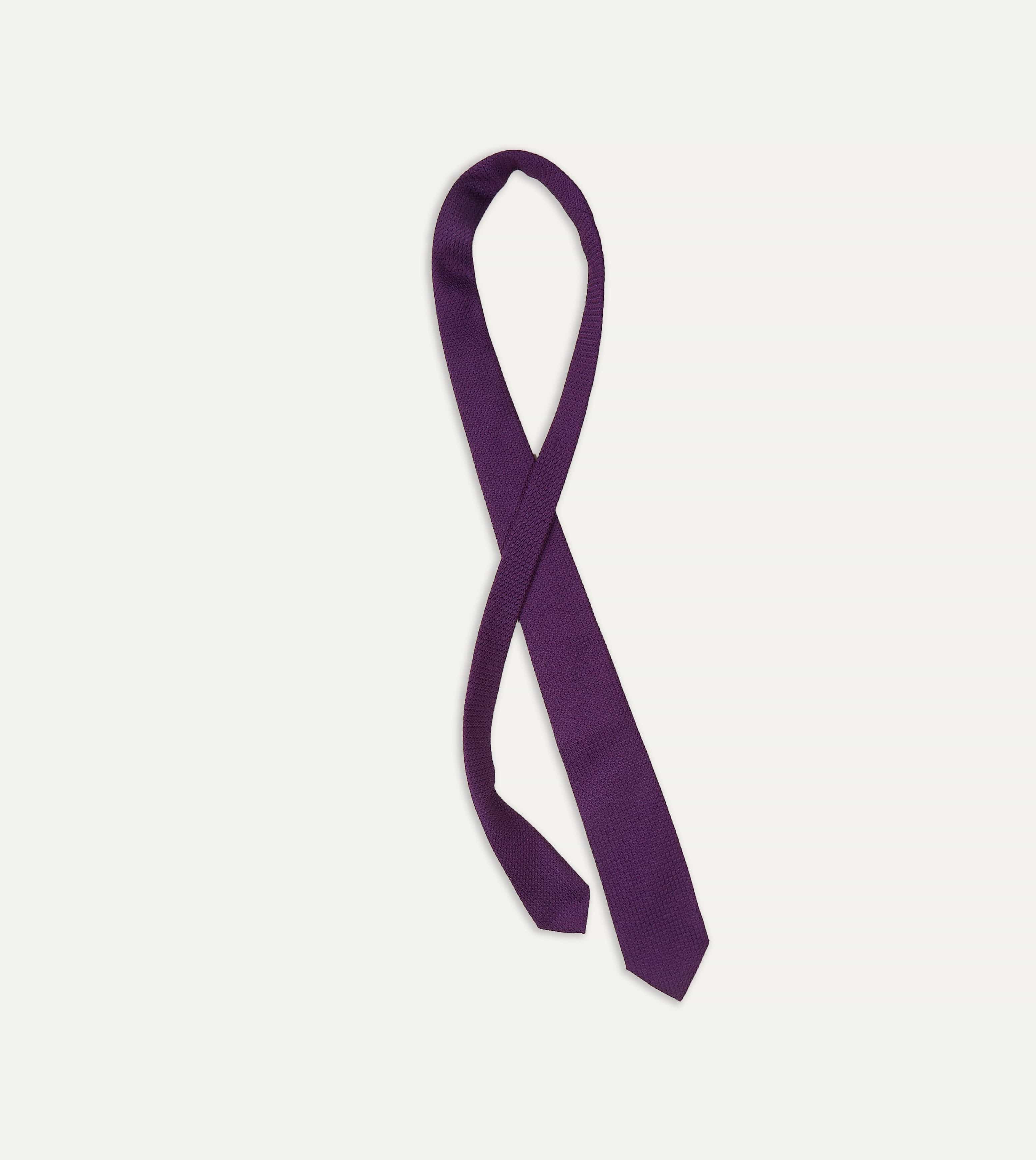 Purple Large Knot Grenadine Silk Tipped Tie - Image 4