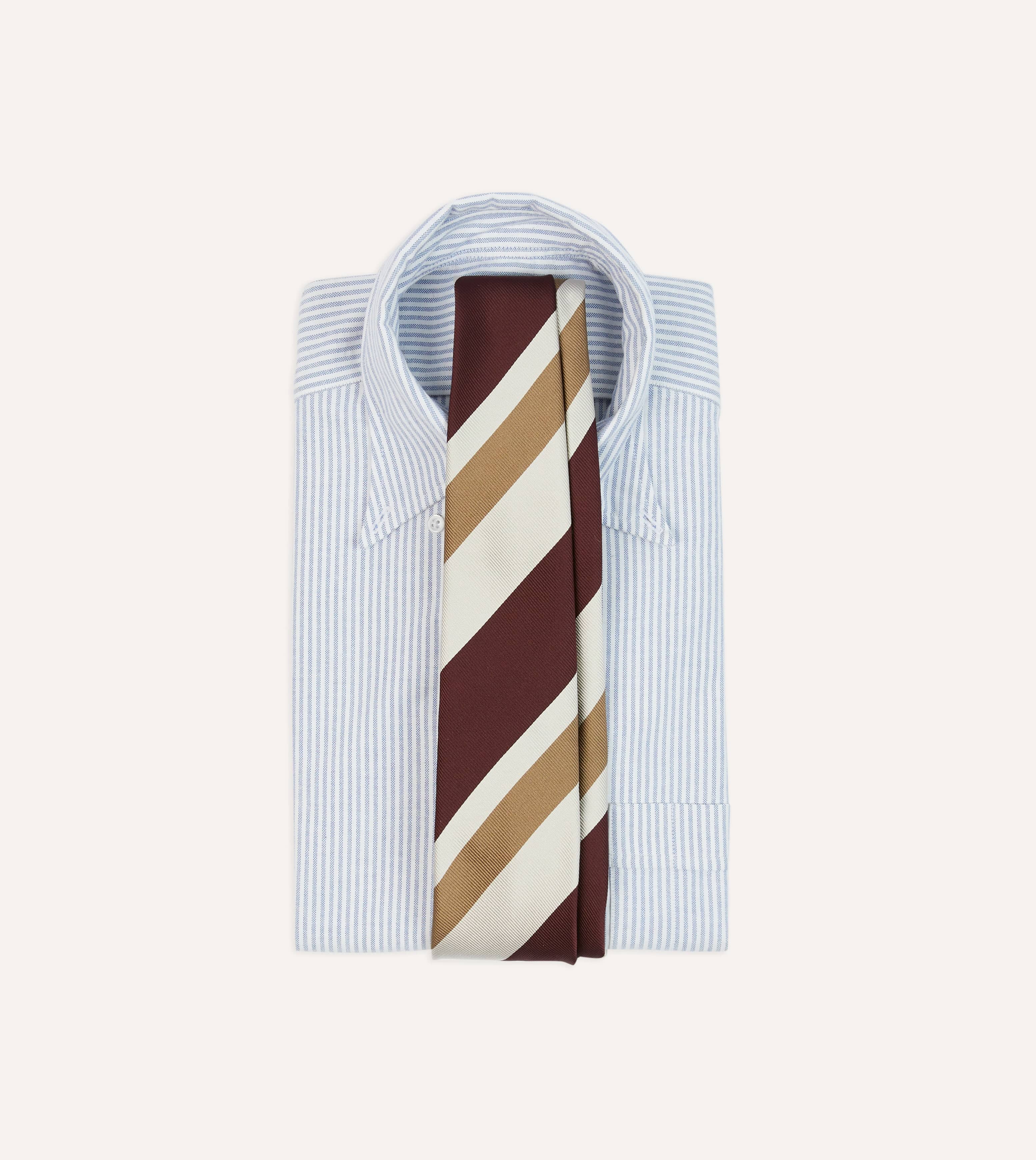 Red and Cream Broad Stripe Silk Tipped Tie - Image 2