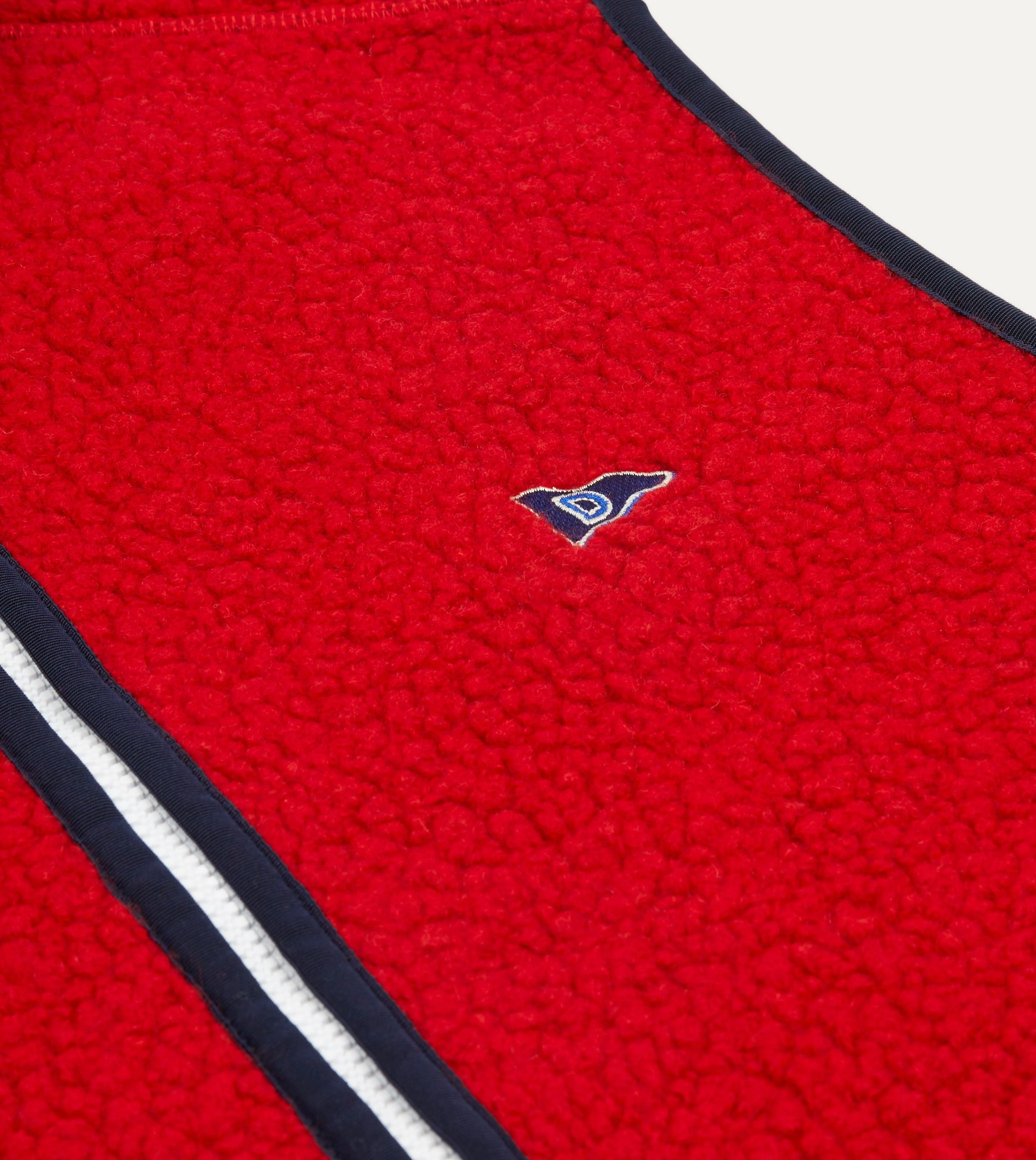 Red Boucle Wool Zip Fleece Vest - Image 4