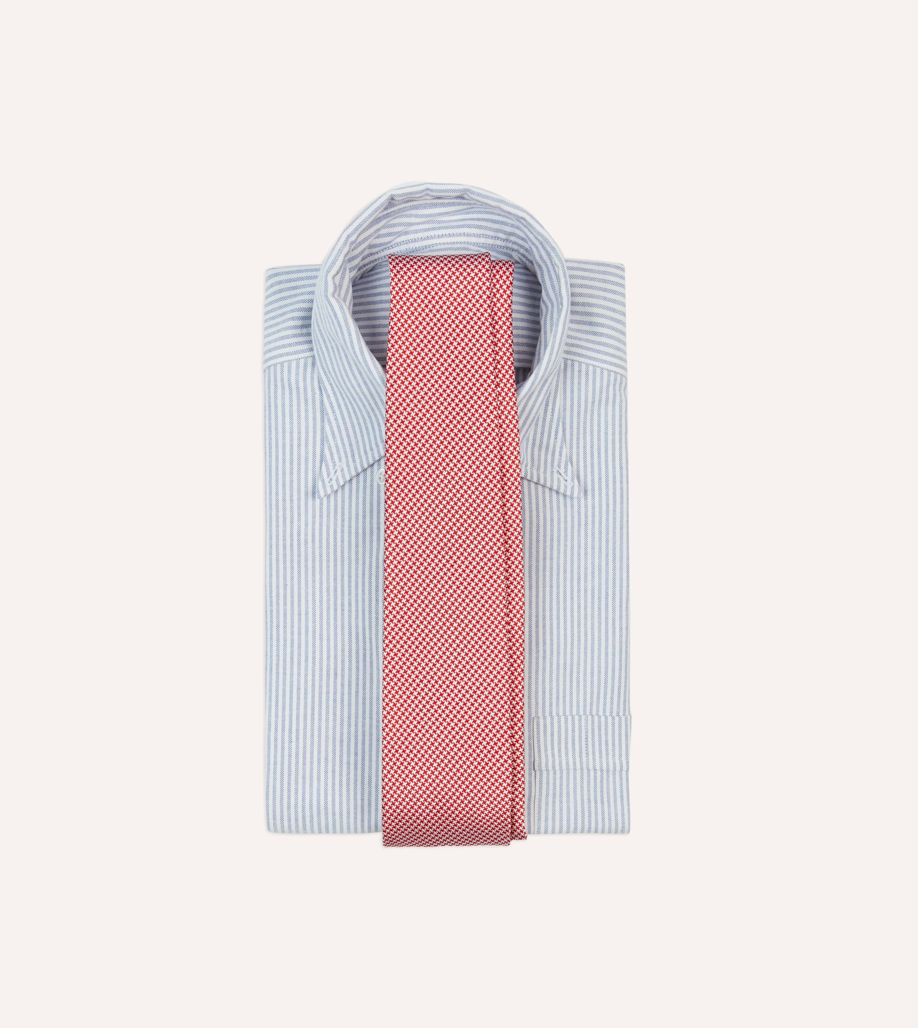 Red Houndstooth Mogador Silk Tipped Tie - Image 2