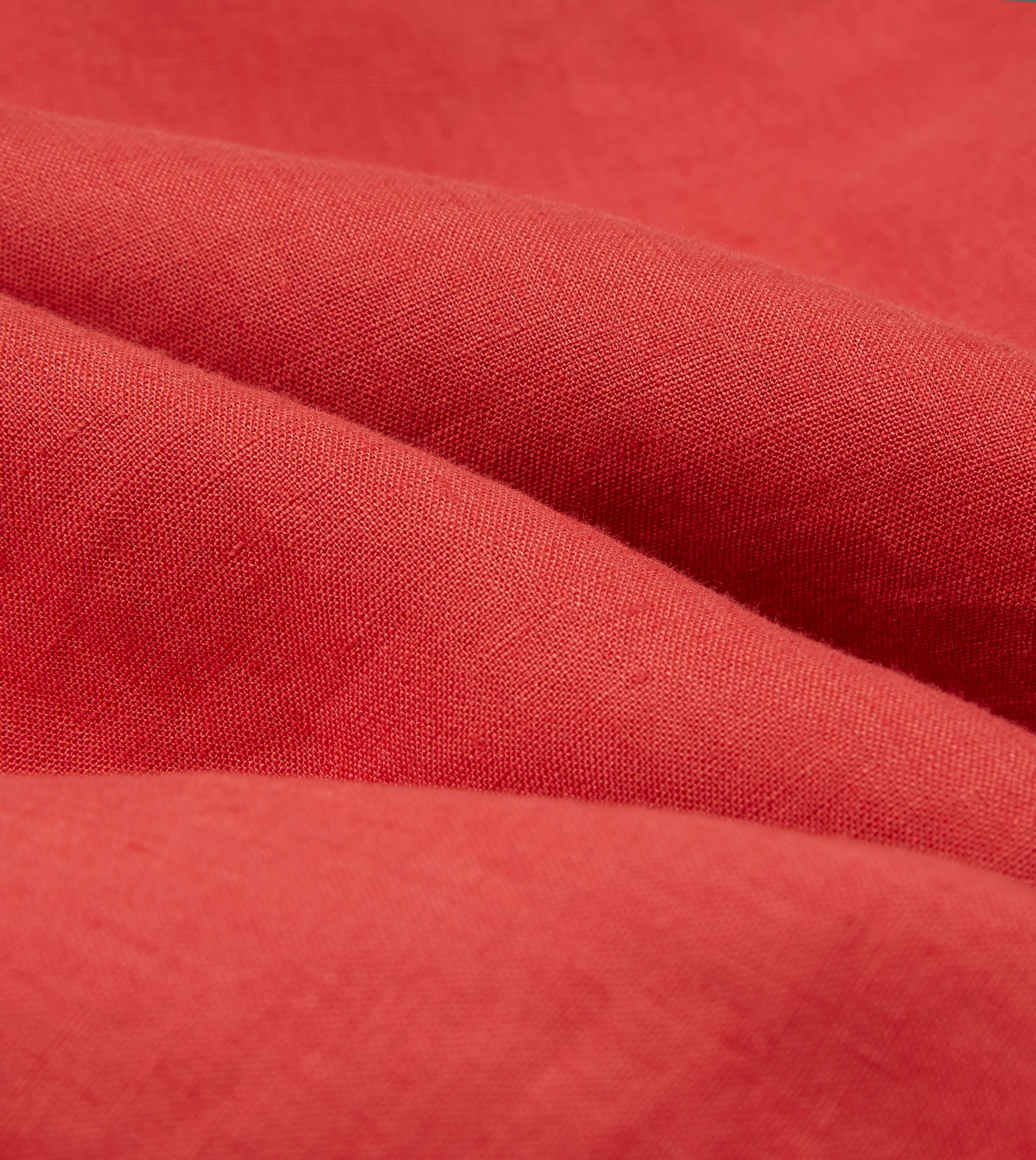 Red Linen Spread Collar Shirt - Image 2