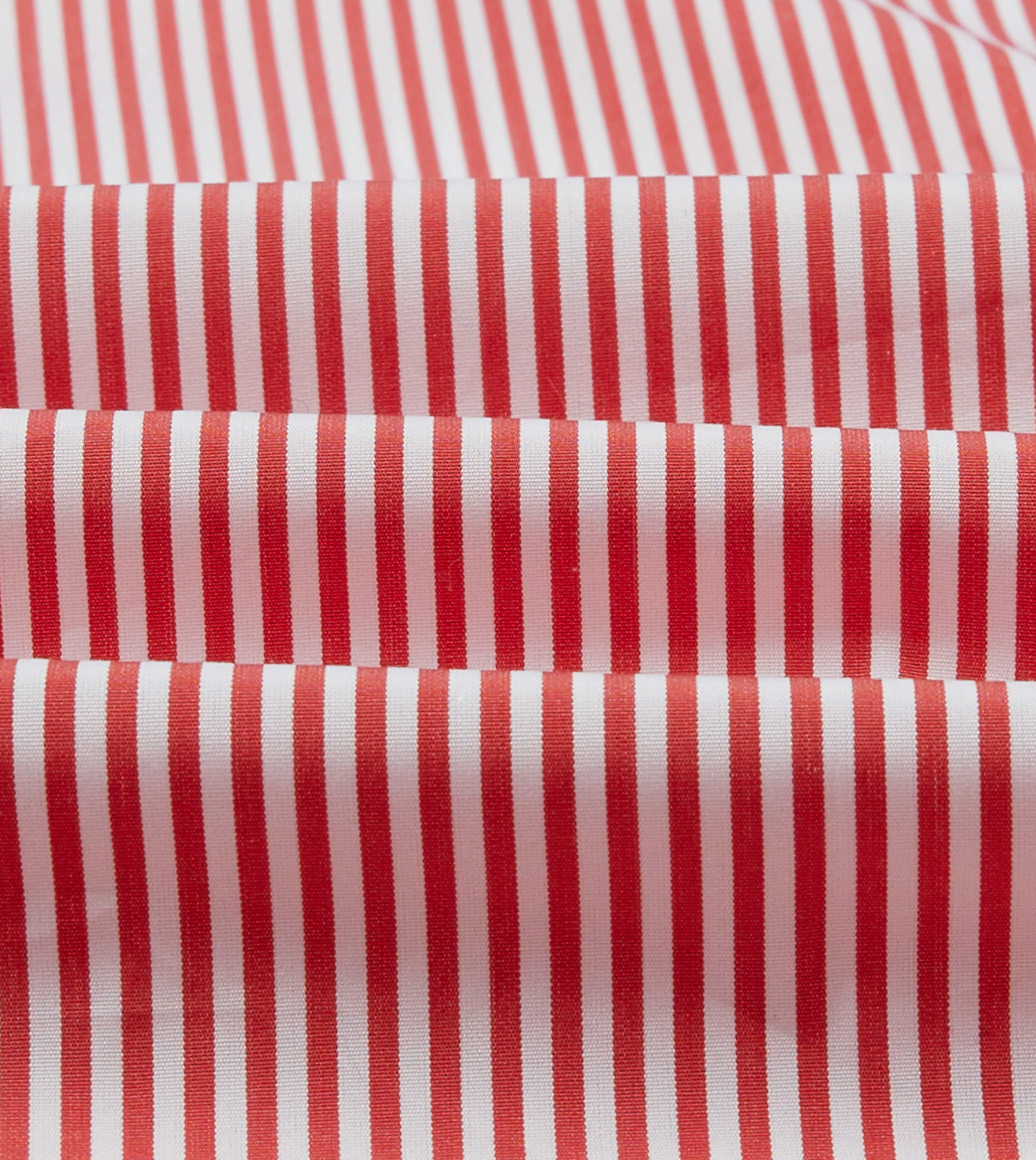 Red Narrow Stripe Cotton Poplin Button-Down Shirt - Image 2
