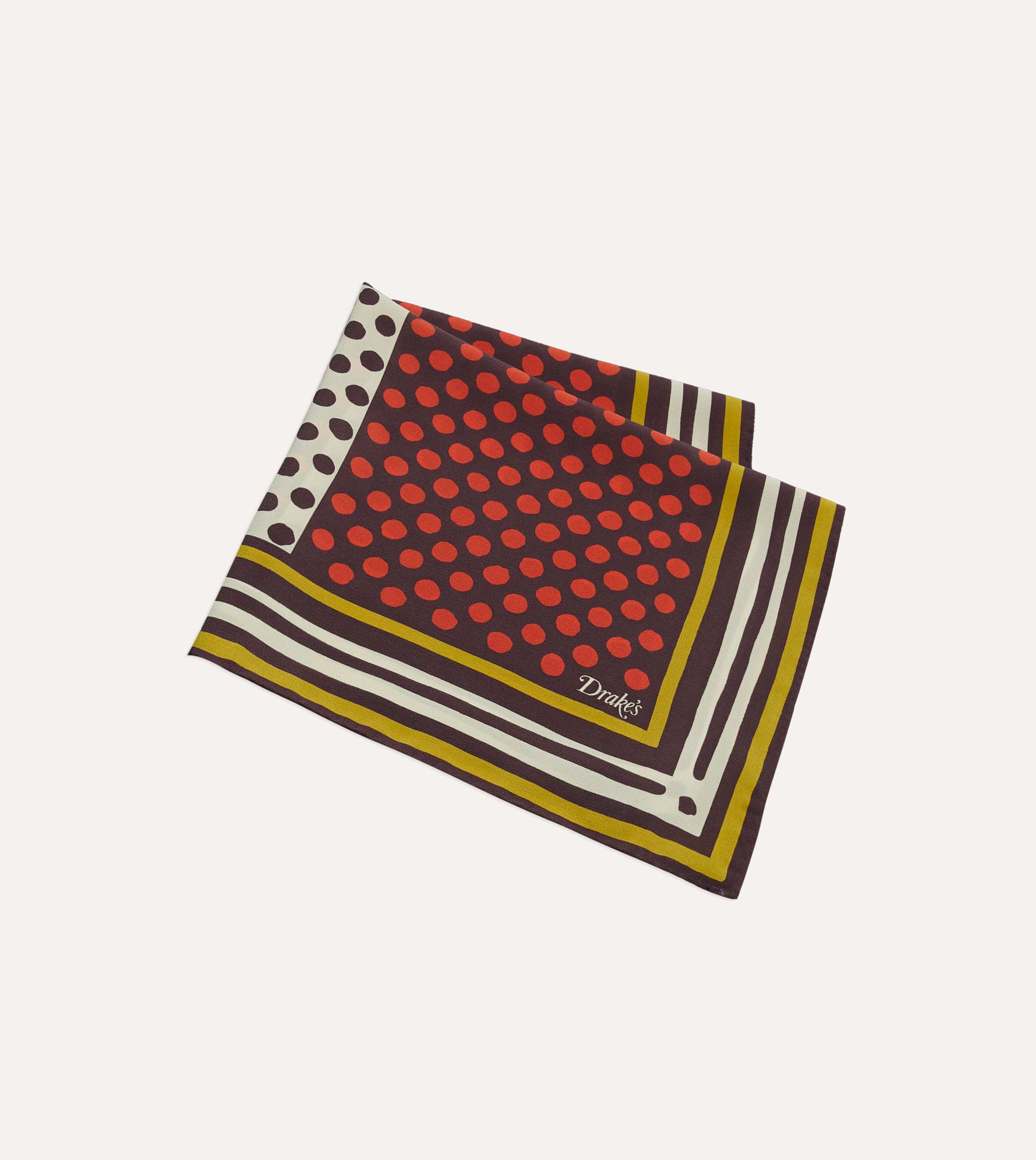 Red Polka Dot Print Silk Pocket Square - Image 3