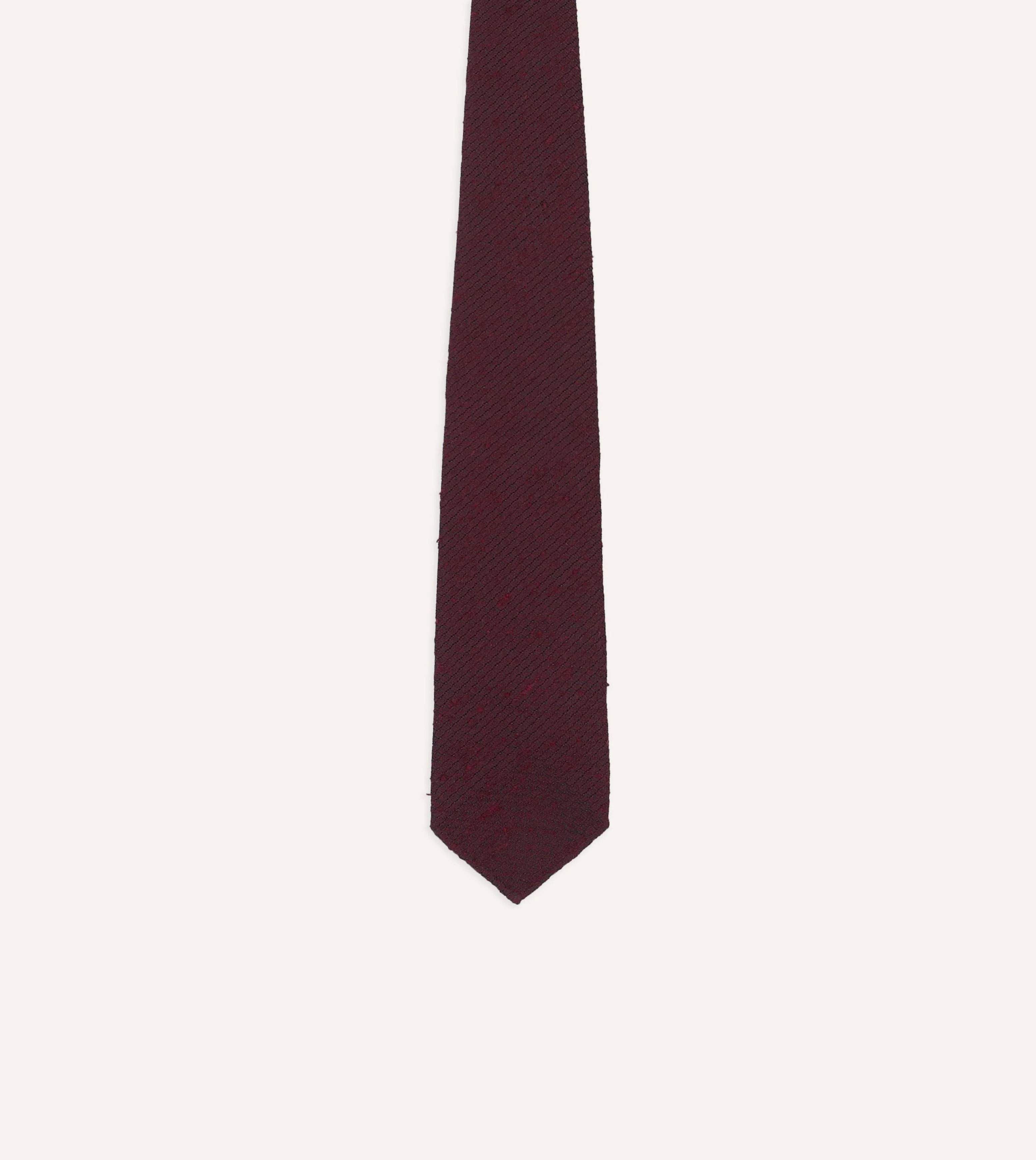 Red Shantung Silk Hand-Rolled Tie - Image 4