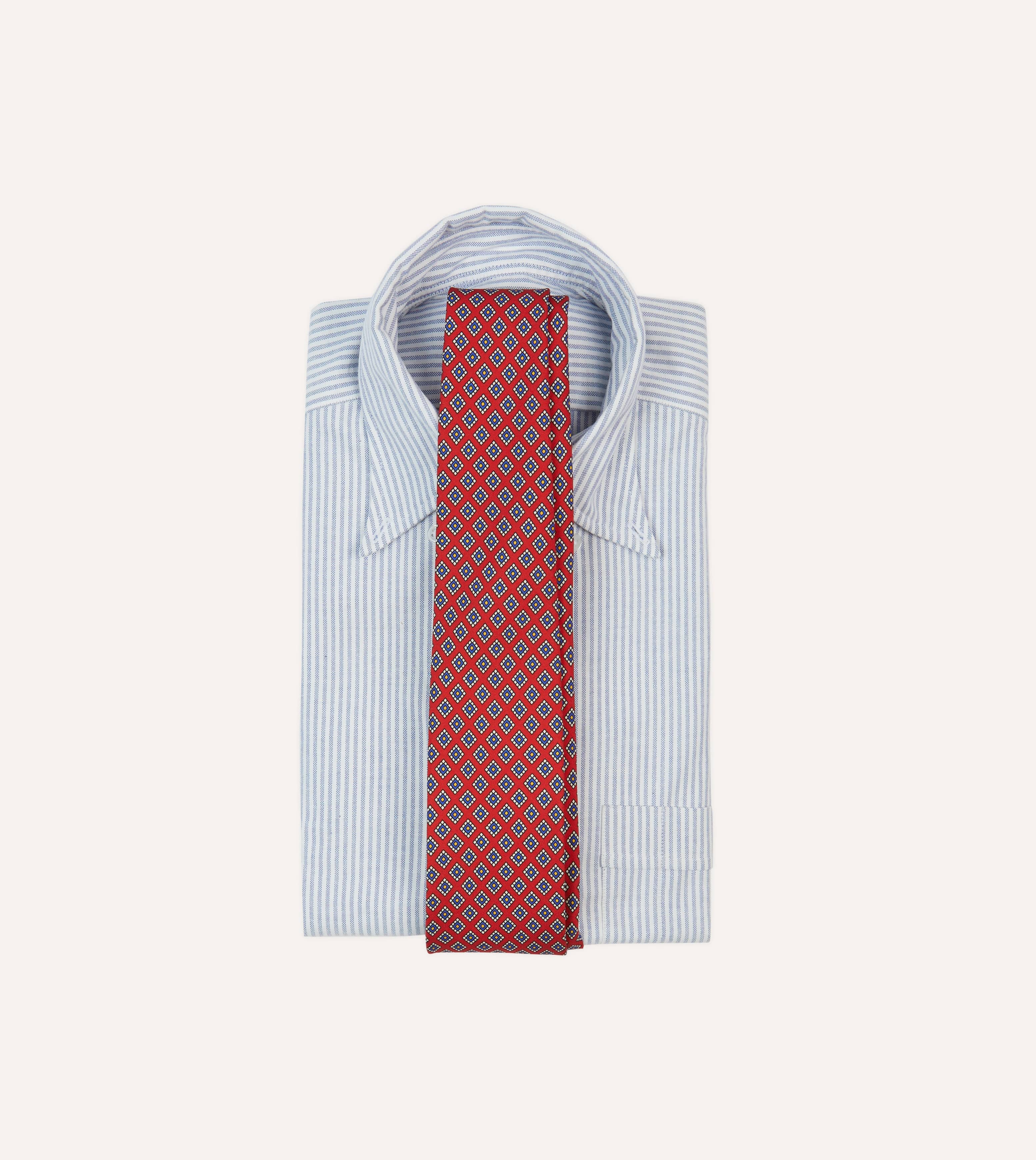 Red Square Medallion Self-Tipped Silk Tie - Image 2