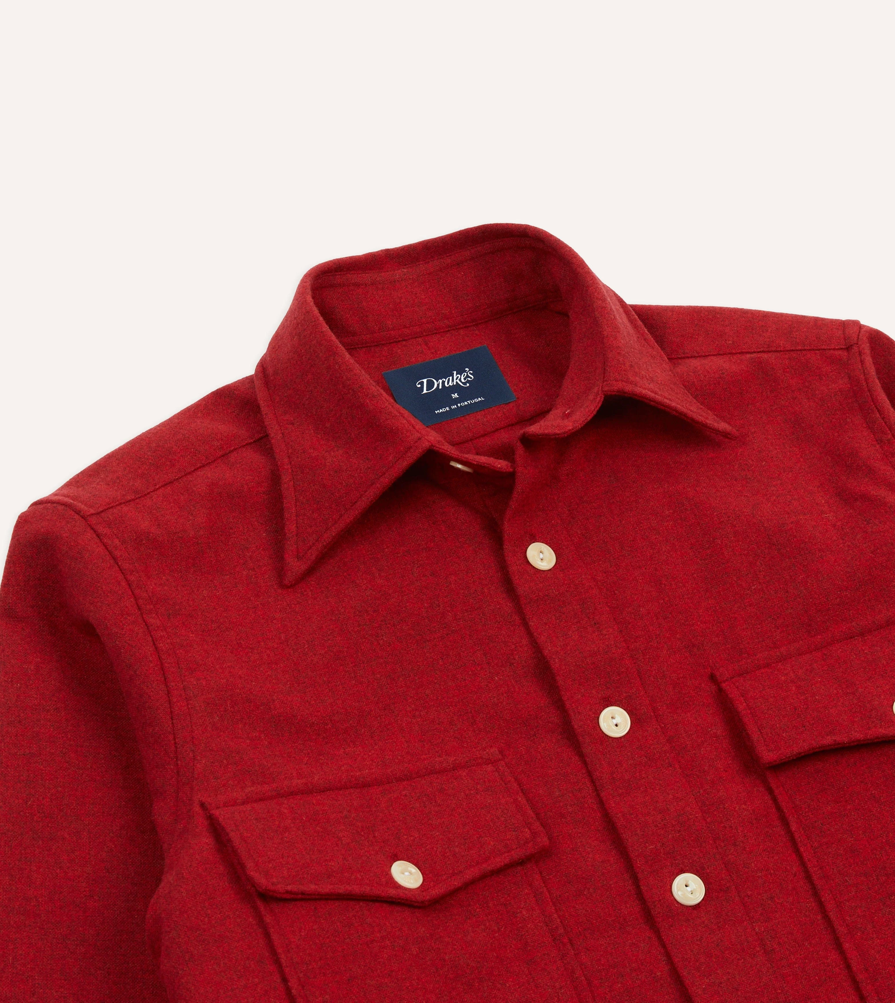 Red Wool Two-Pocket Work Shirt - Image 3