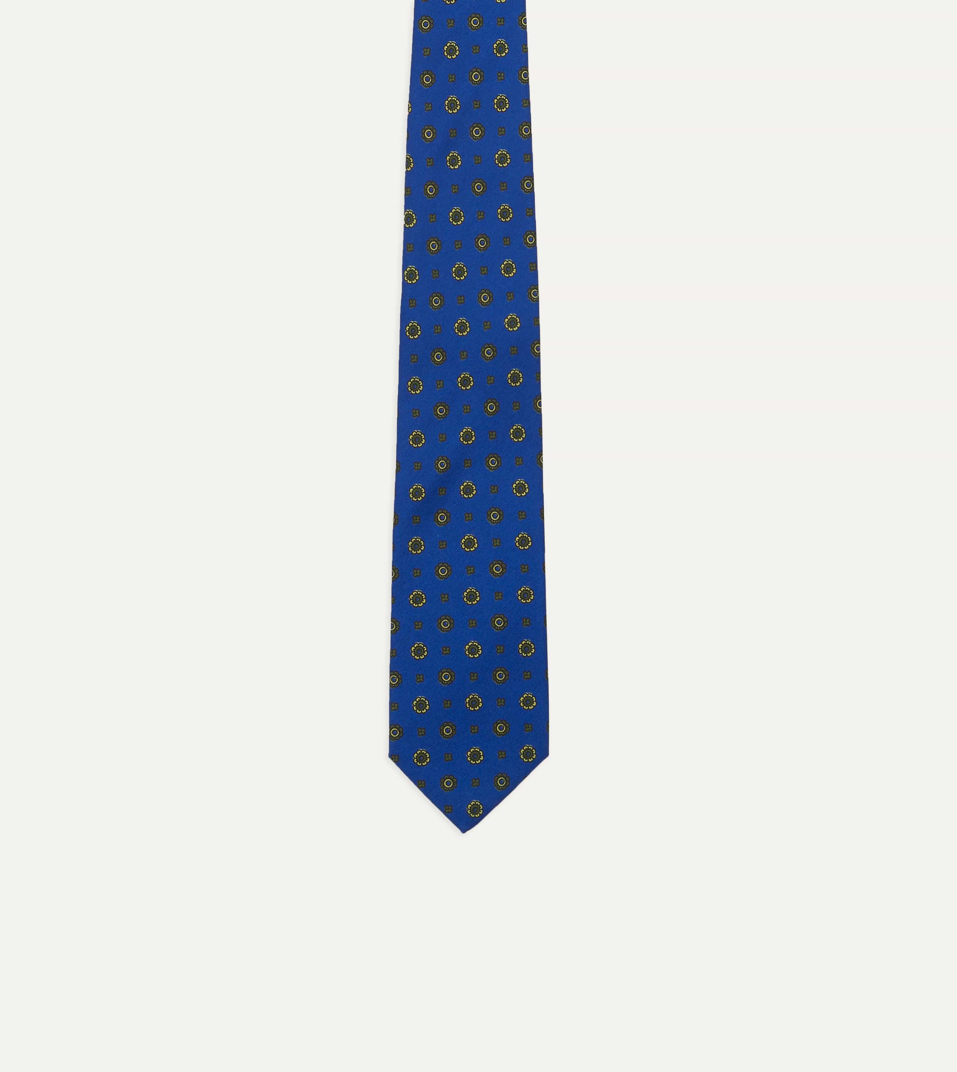 Royal Blue Baroque Paisley 36oz Madder Silk Self Tipped Tie - Image 4