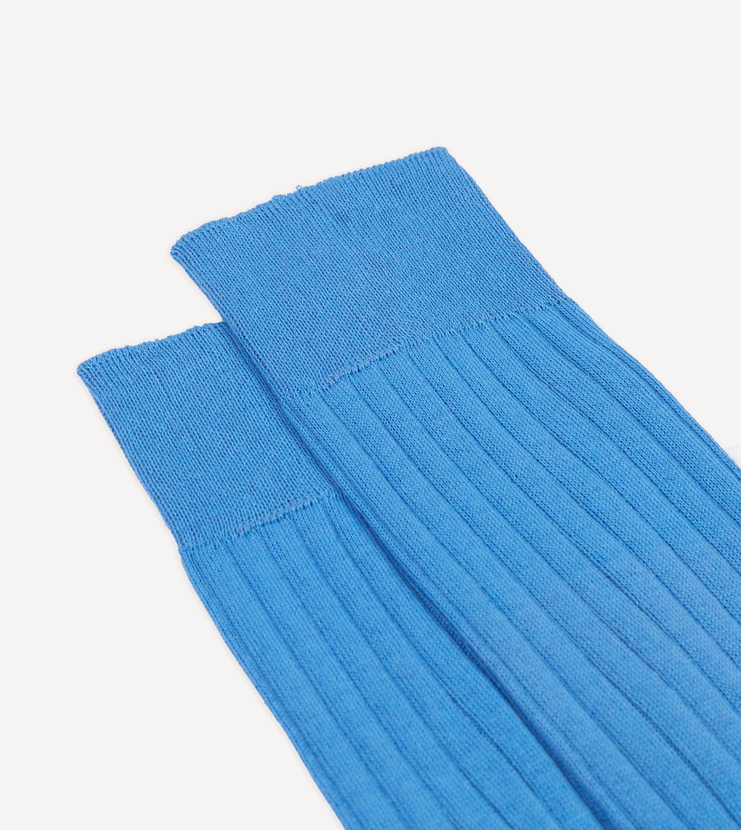 Sky Blue Cotton Mid-Calf Socks - Image 3