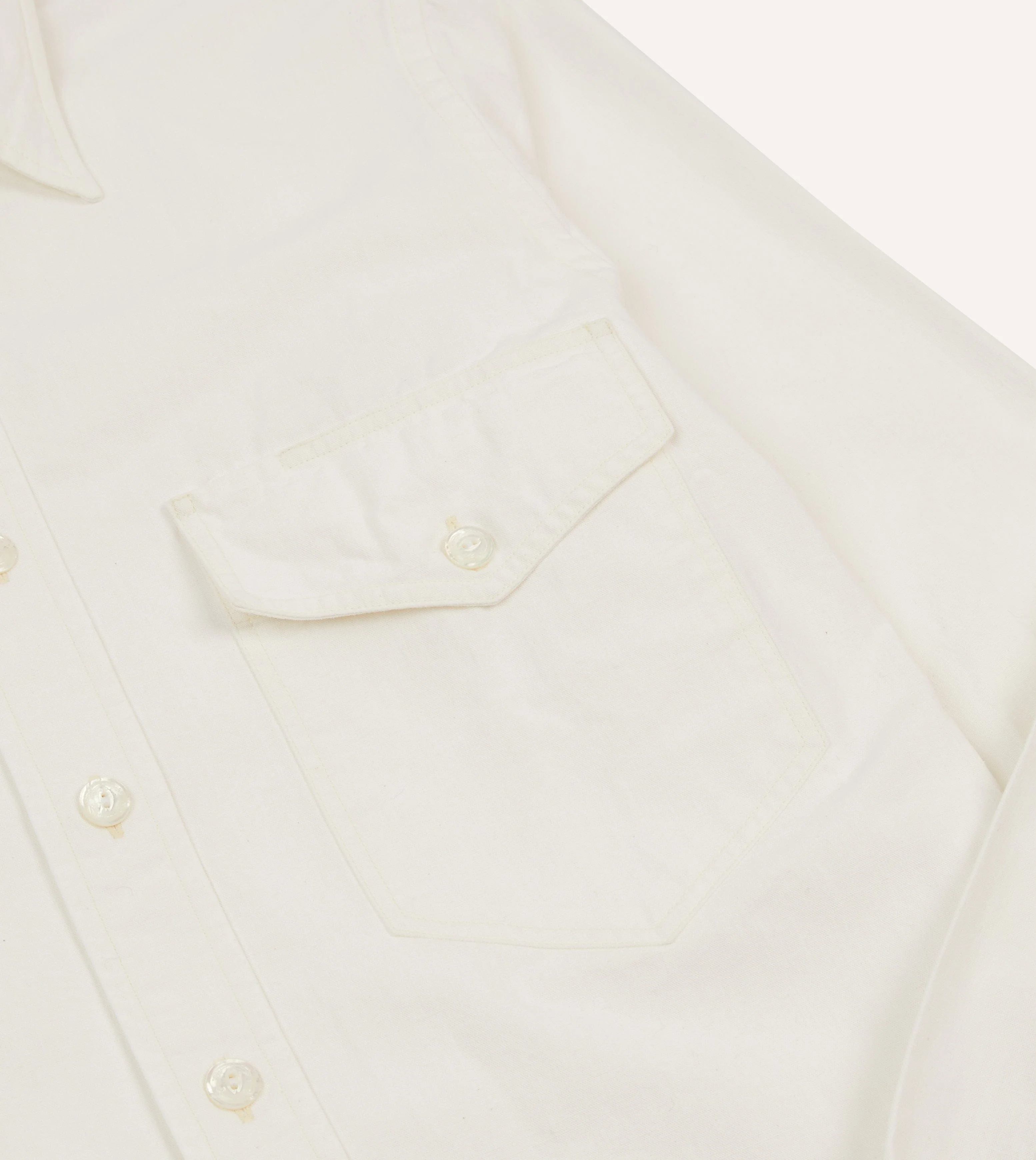White Cotton Two-Pocket Work Shirt - Image 4