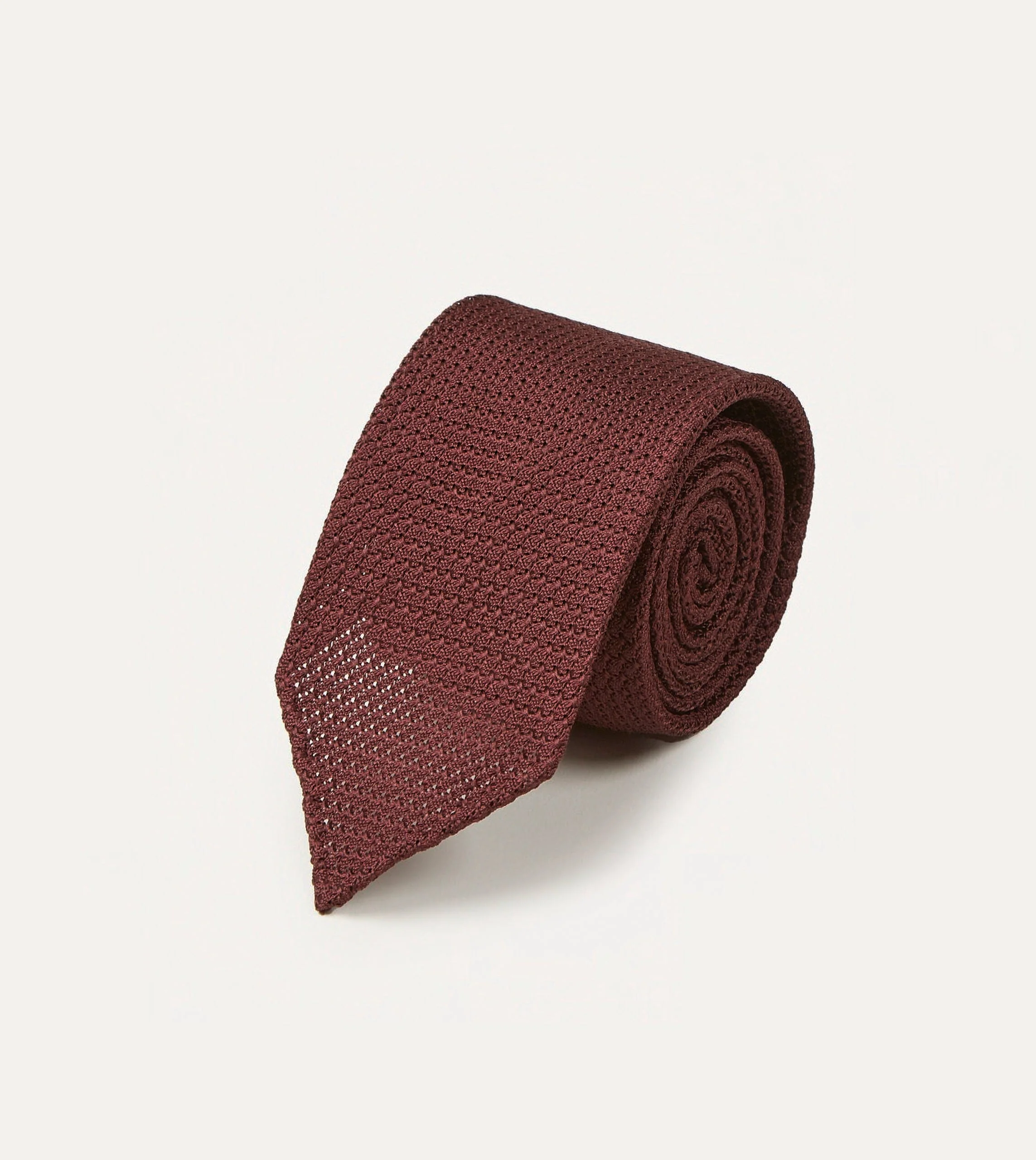 Wine Hand Rolled Large Knot Grenadine Tie - Image 2