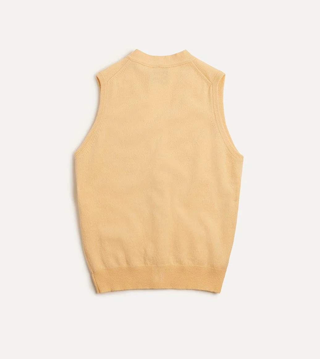 Yellow Lambswool Sleeveless Cardigan - Image 5