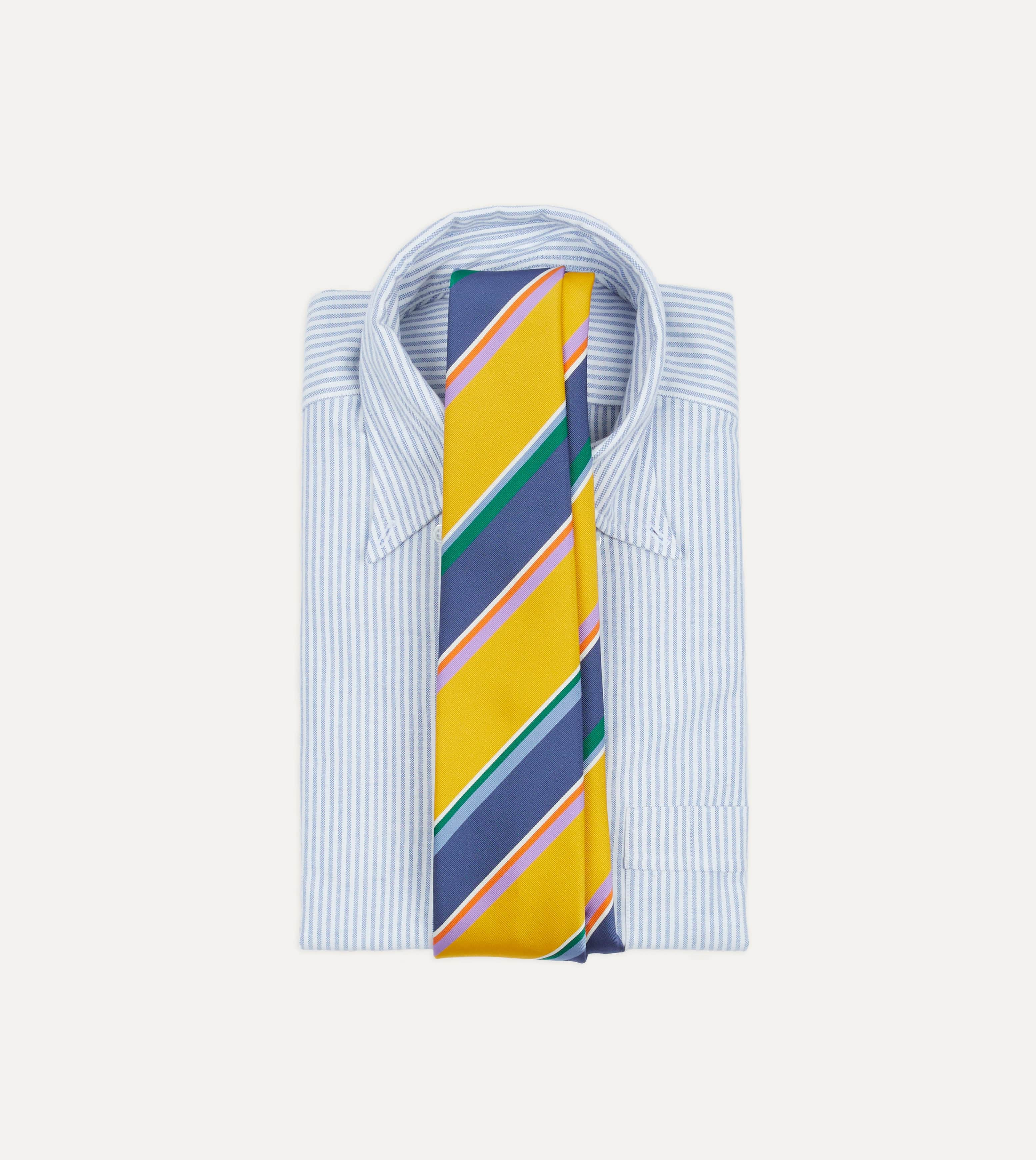 Yellow Multi Stripe Silk Tipped Tie - Image 2