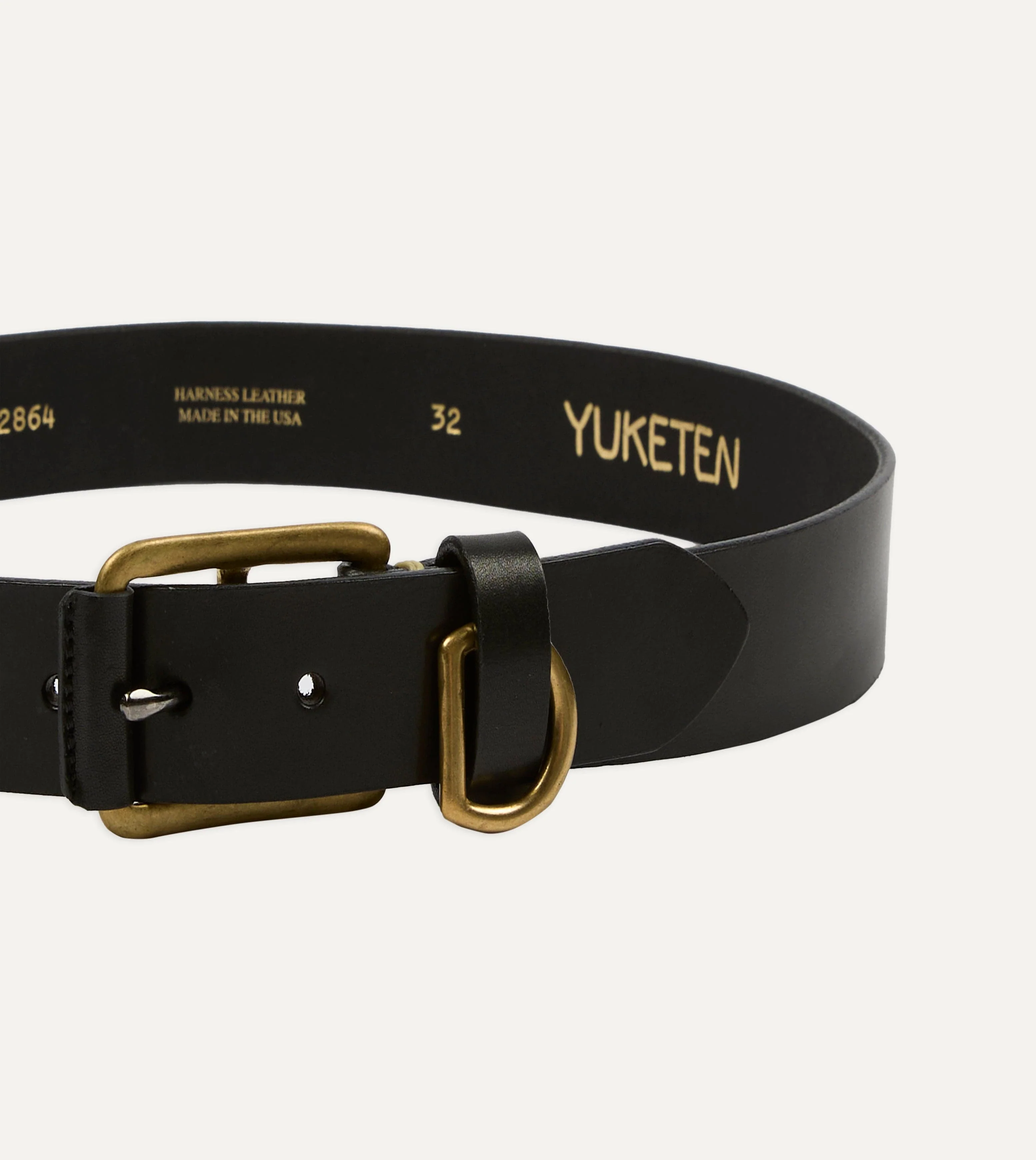Yuketen Black Stitched D-Ring Belt - Image 3